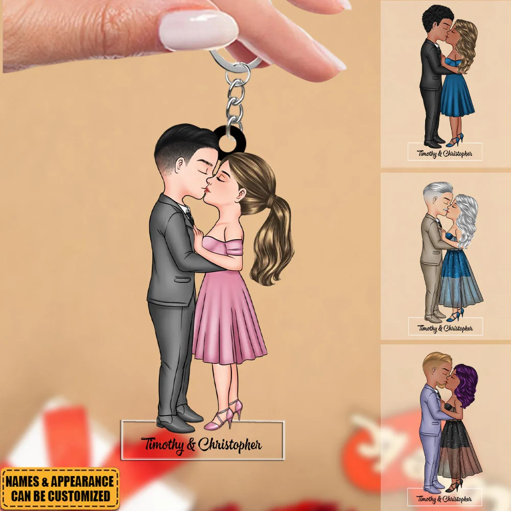Custom Couple Keychain - Romantic Kissing Design, A Unique Expression of Love - Image 2