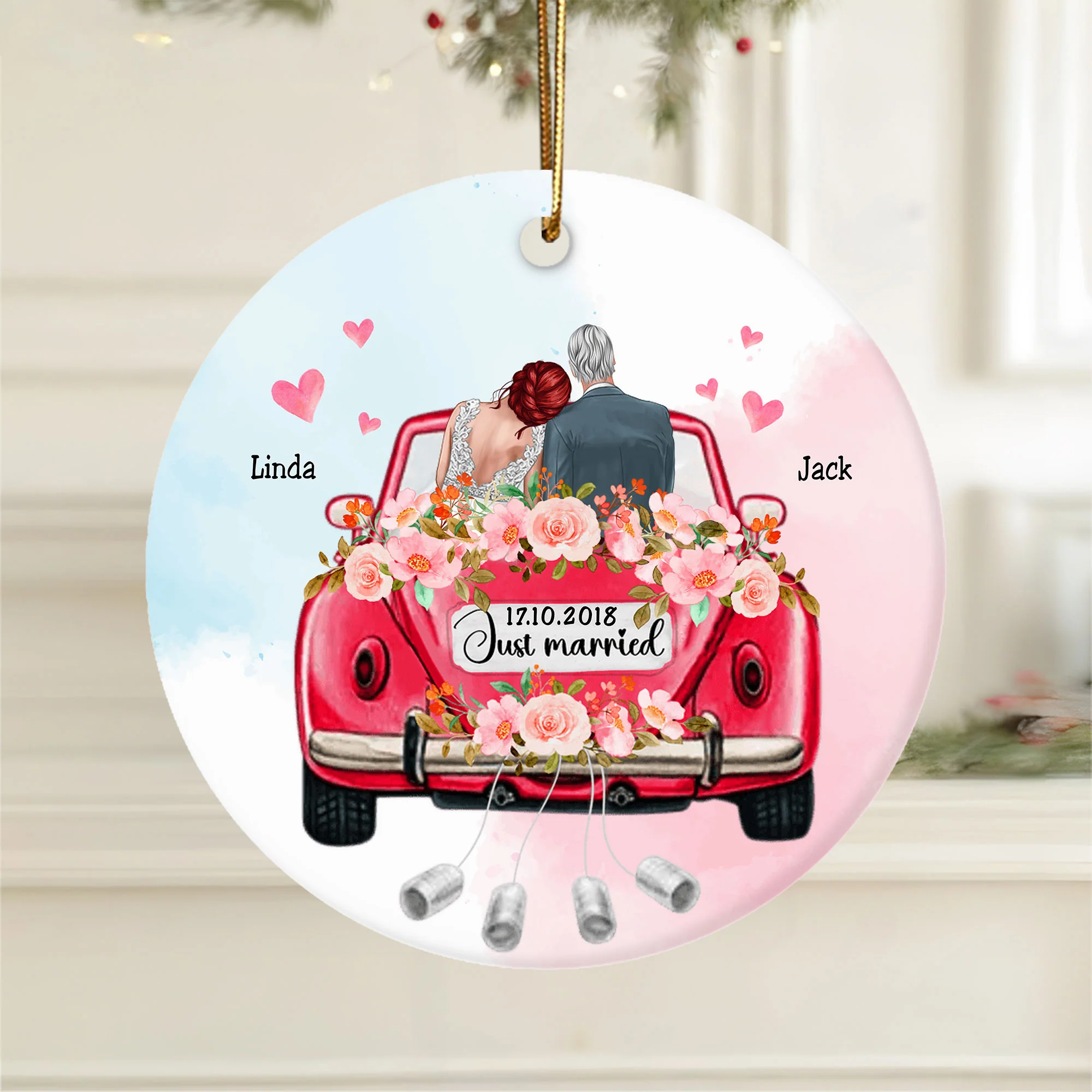 Personalized Wedding Car Ornament - Celebrate the Start of Your Love Journey - Image 3