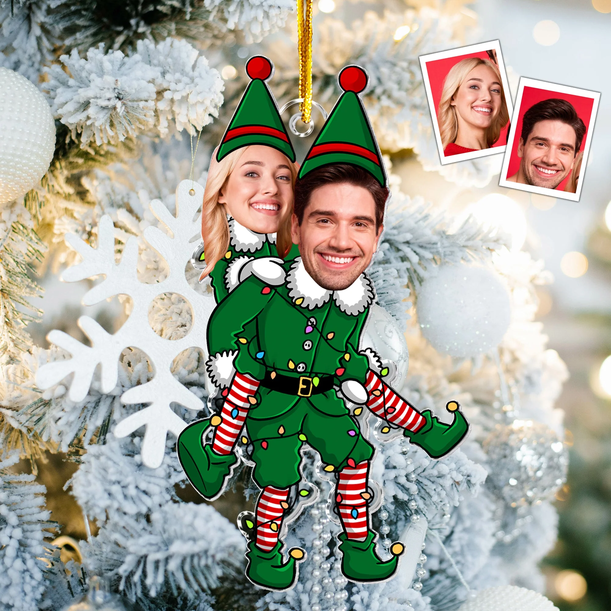 Unique Funny Couple Elf Hanging Decoration - Personalized Acrylic Ornament, Perfect for Holiday Gifting - Image 5
