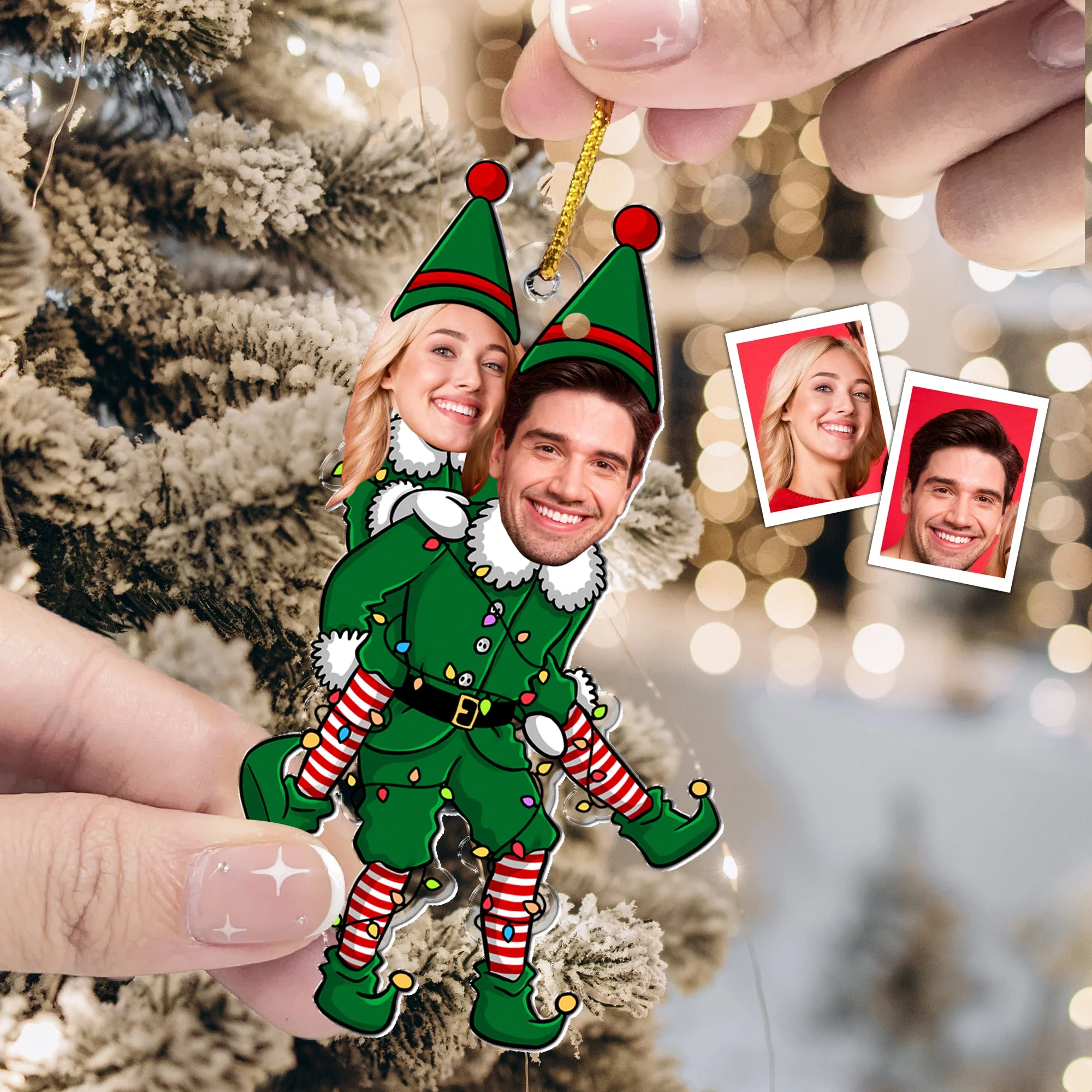 Unique Funny Couple Elf Hanging Decoration - Personalized Acrylic Ornament, Perfect for Holiday Gifting - Image 6