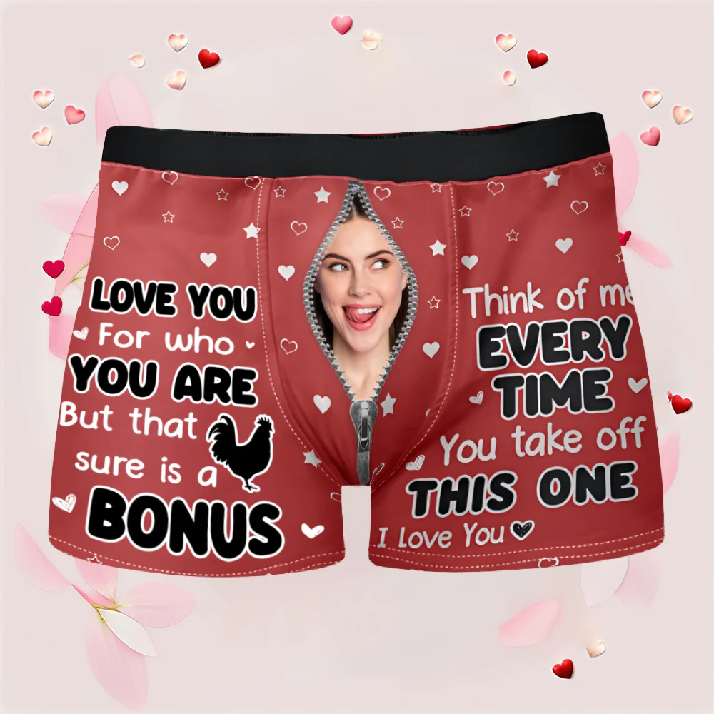 "Think of Me Every Time You Take Off These – Romantic and Funny Personalized Boxer Briefs for Him" - Image 2