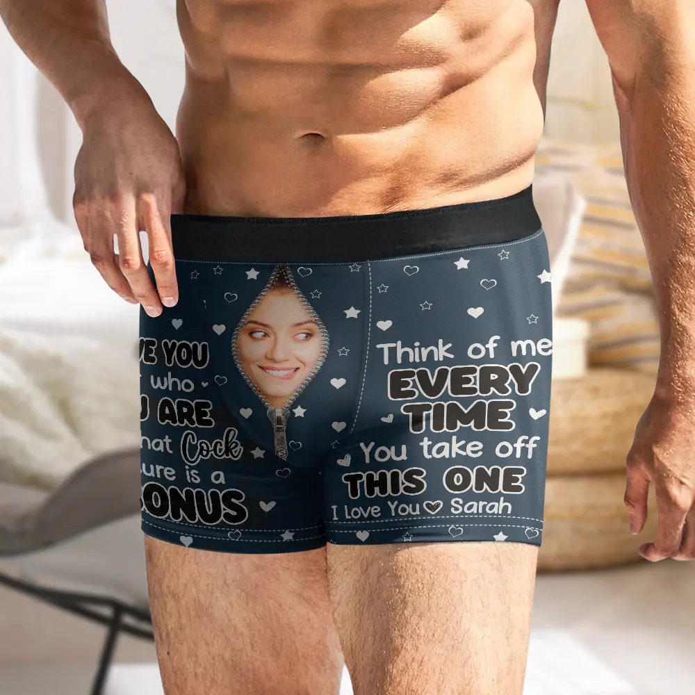 "Think of Me Every Time You Take Off These – Romantic and Funny Personalized Boxer Briefs for Him" - Image 6
