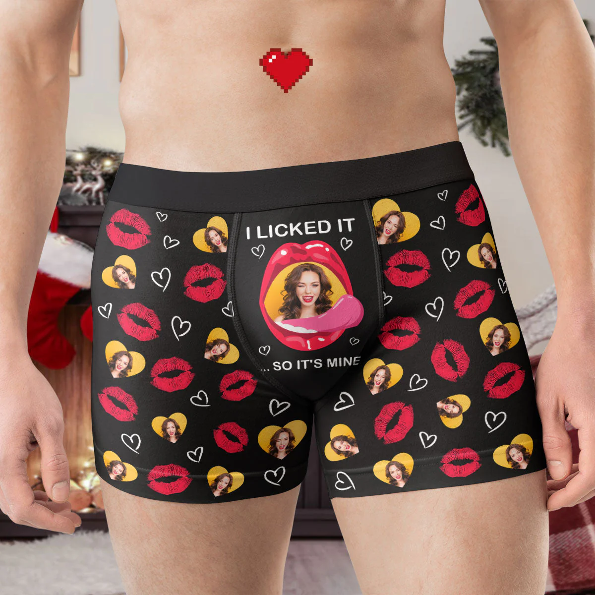 "I Licked It So It’s Mine – Funny Personalized Boxer Briefs for Husband with Your Face" - Image 4
