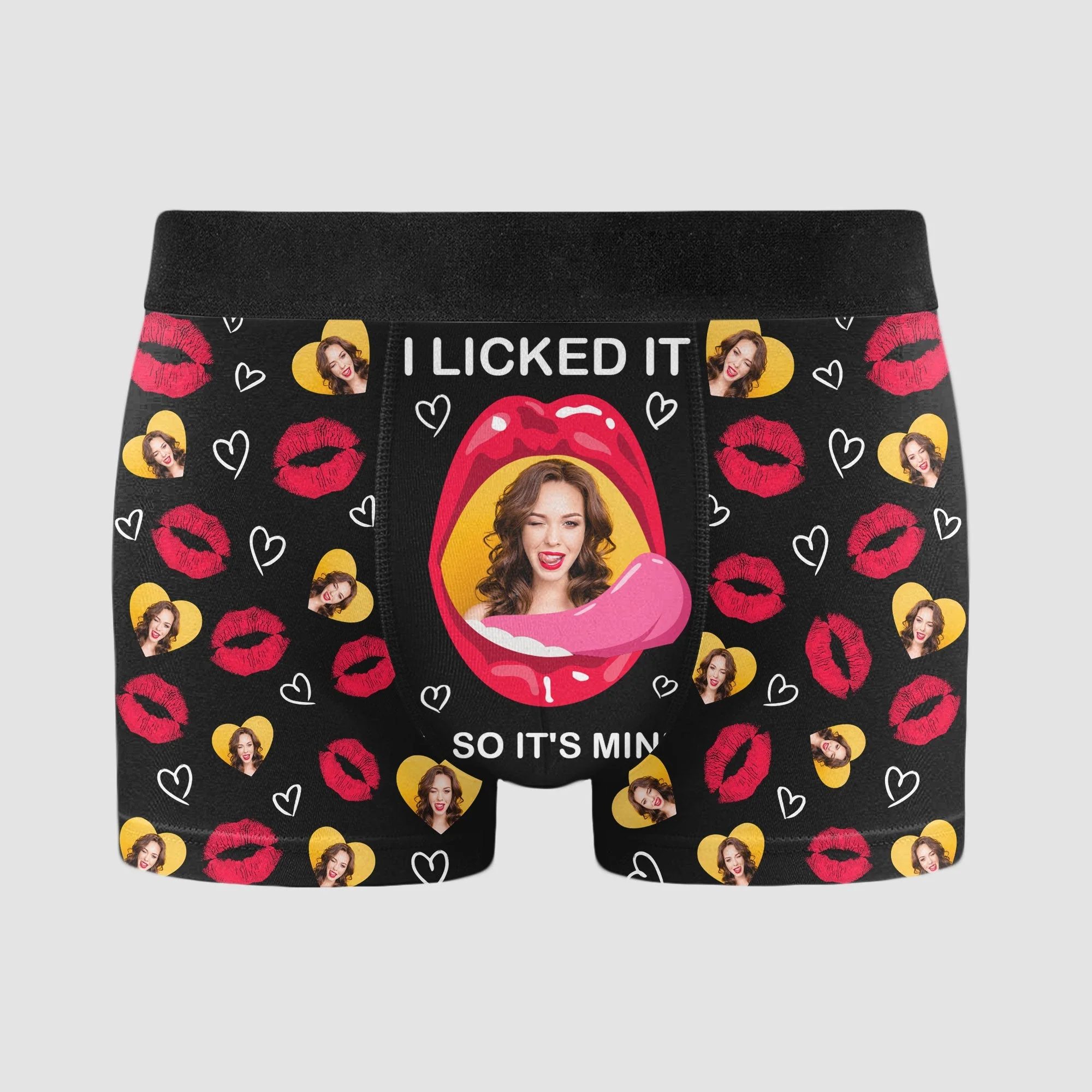 "I Licked It So It’s Mine – Funny Personalized Boxer Briefs for Husband with Your Face" - Image 8