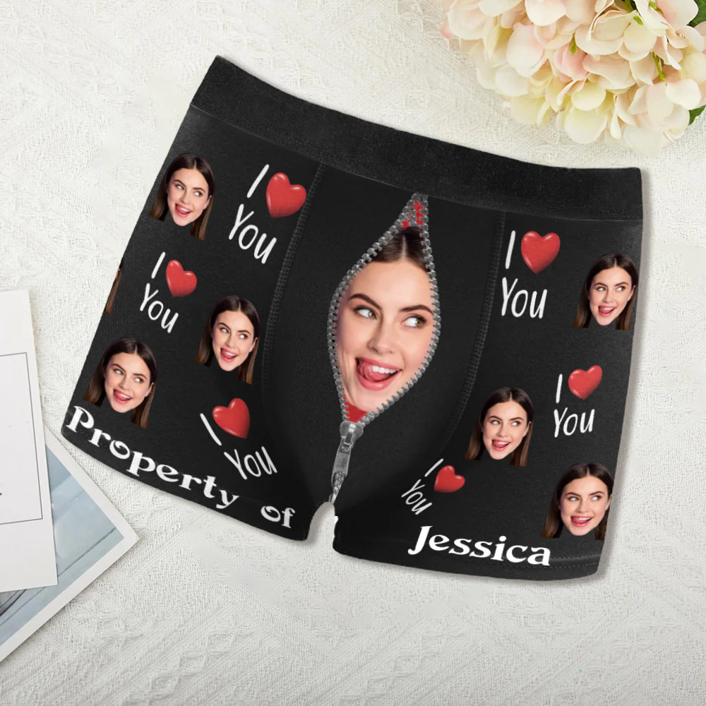 "Property of Girlfriend – Personalized Photo Boxer Briefs, Perfect Birthday Gift for Him or Boyfriend" - Image 2