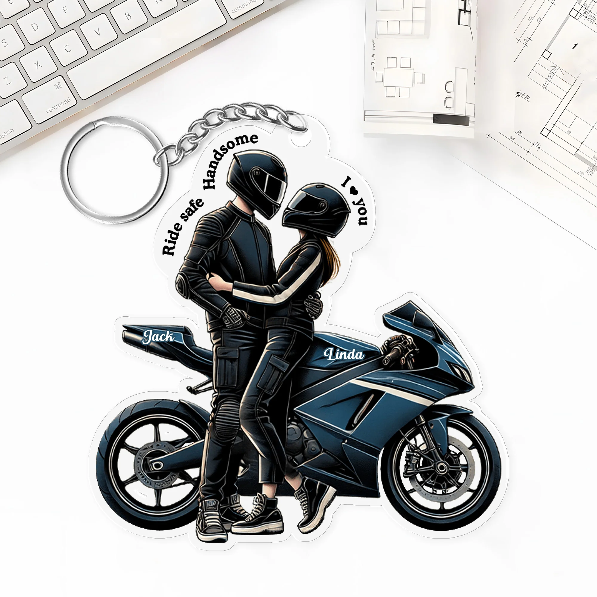 "Romantic Ride" Personalized Acrylic Keychain for Couples, Ideal Keepsake for Anniversaries or Daily Surprises! - Image 2