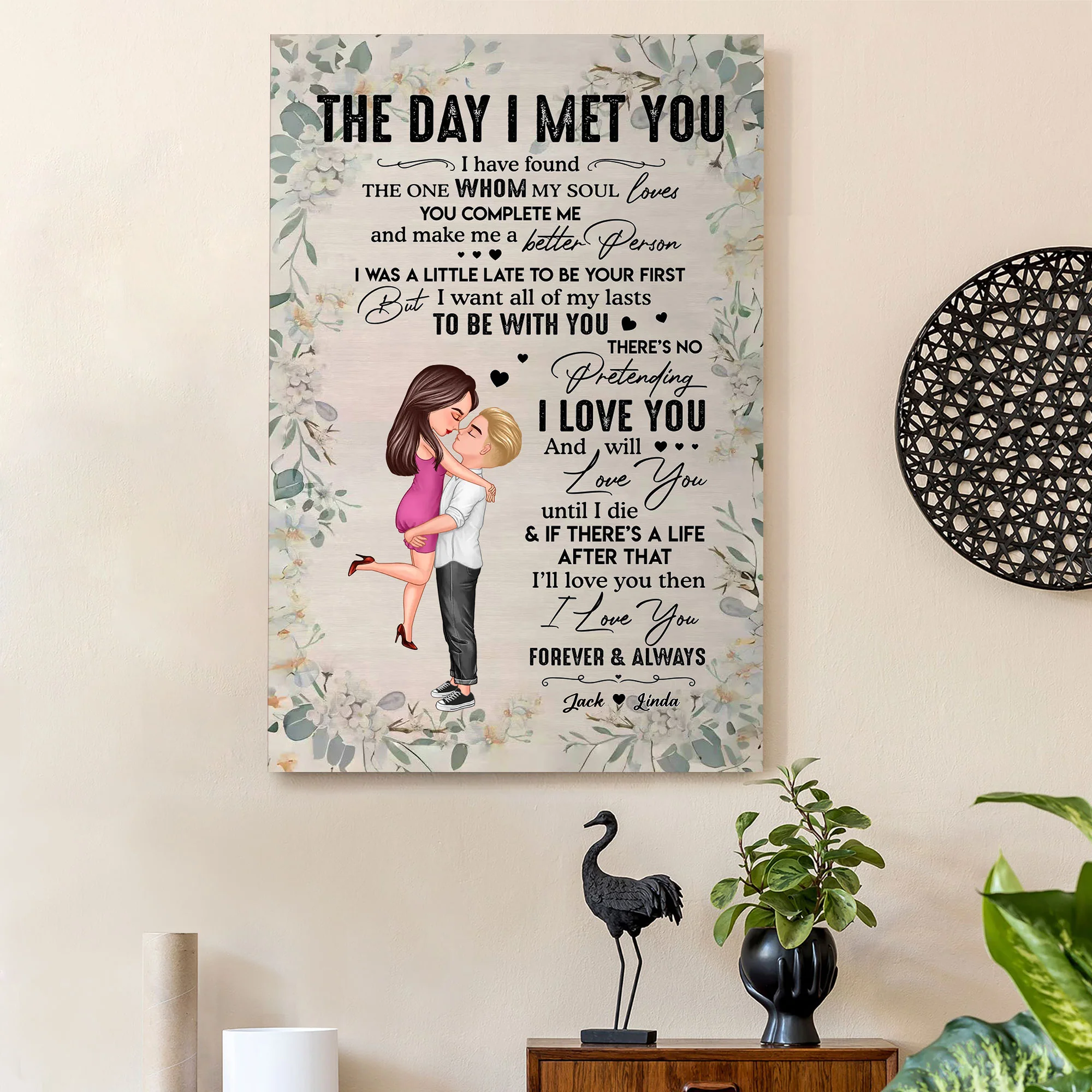 Personalized Vertical Poster for Couples - "The Day I Met You" Romantic Gift
