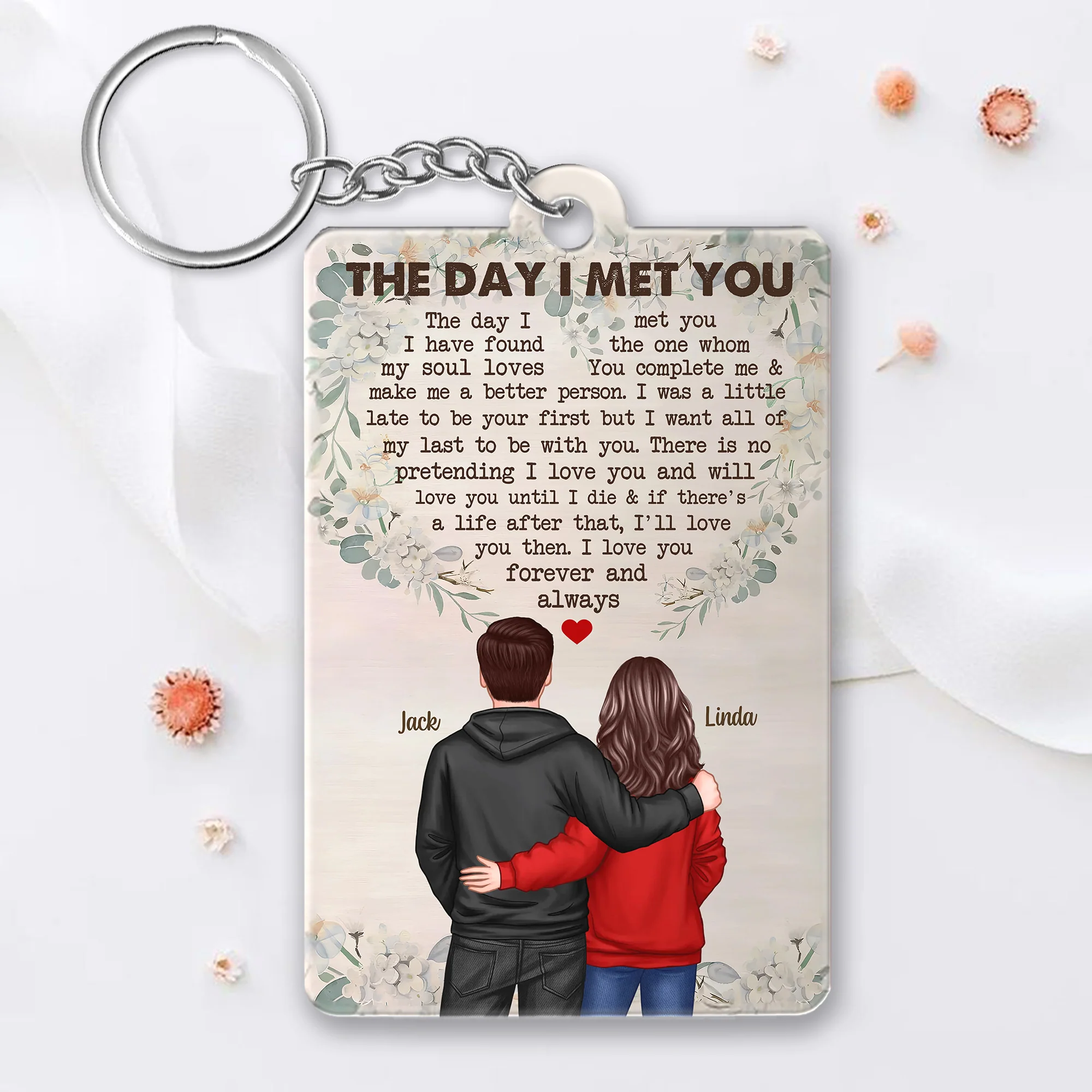 The Day I Met You Personalized Keychain – Sentimental Gift for Couples on Anniversaries, Weddings, or Valentine’s Day