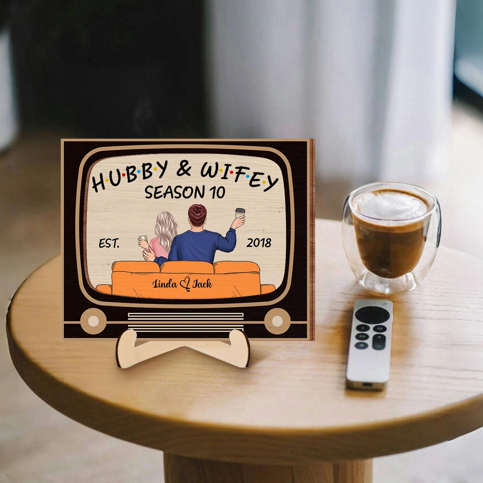 Personalized 2-Layer Wooden Plaque – "Hubby & Wifey Series" Romantic Keepsake - Image 3