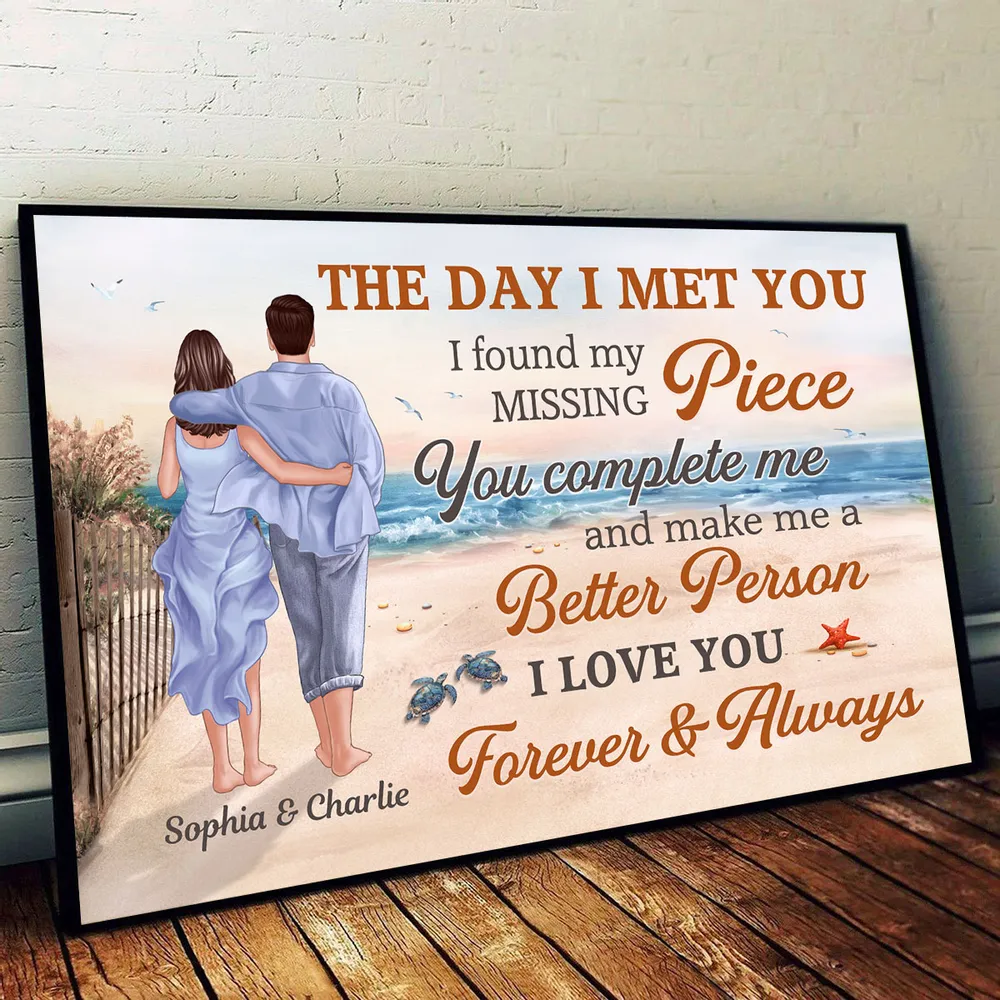 Valentine's Day Couple Embrace on the Beach – Custom Posters, Plaques, Keychains, Ornaments, Pillows & More - Image 2