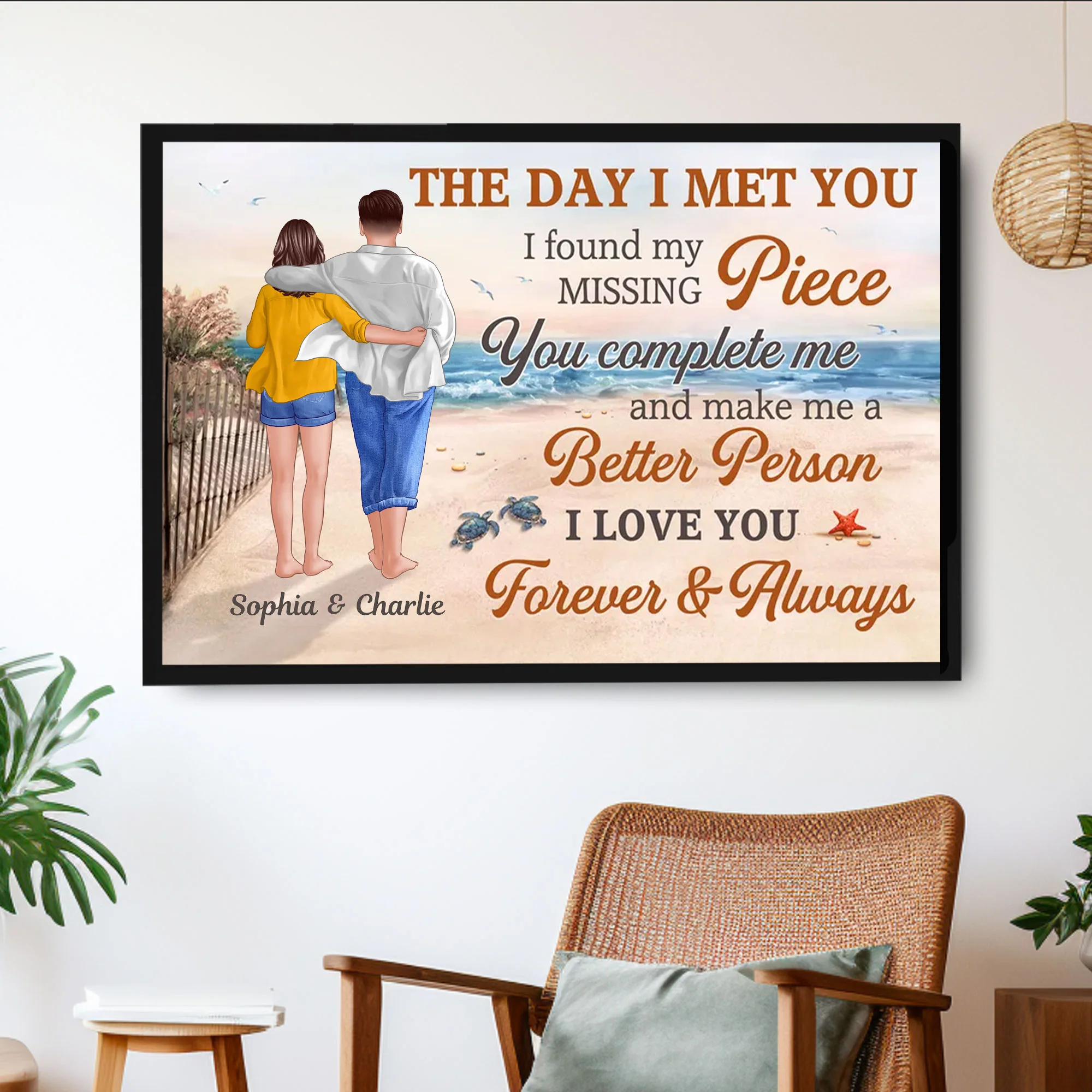 Valentine's Day Couple Embrace on the Beach – Custom Posters, Plaques, Keychains, Ornaments, Pillows & More - Image 4