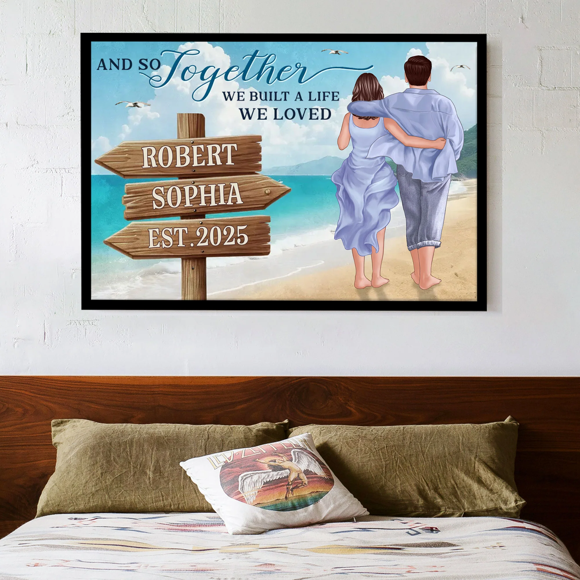 Beach Couple Embracing Scene – Valentine’s Custom Canvas, Plaques, Keychains, Ornaments & More Gift Ideas - Image 5