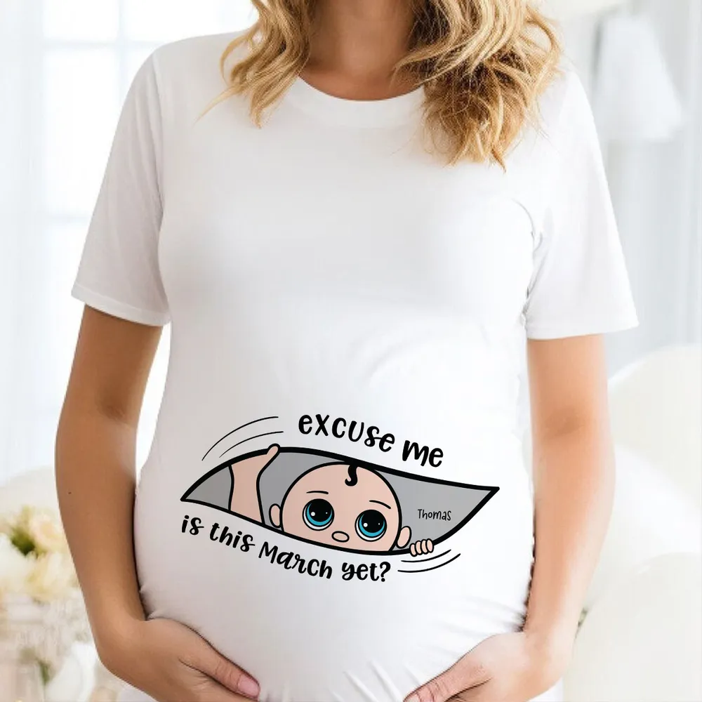 Funny Pregnancy T-Shirt – Customizable “Baby Is Coming” Women’s Tee, Hoodie & Sweatshirt, Perfect Gift for Moms-to-Be - Image 2