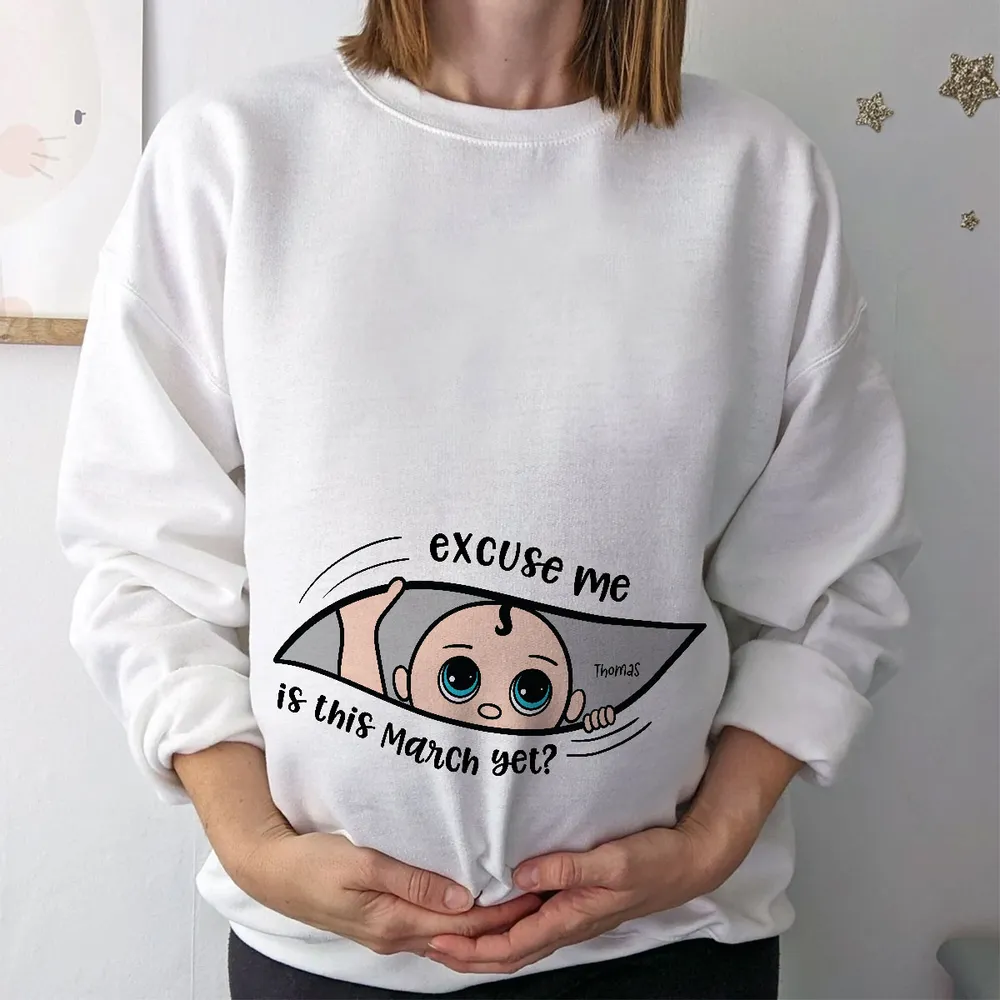 Funny Pregnancy T-Shirt – Customizable “Baby Is Coming” Women’s Tee, Hoodie & Sweatshirt, Perfect Gift for Moms-to-Be - Image 5