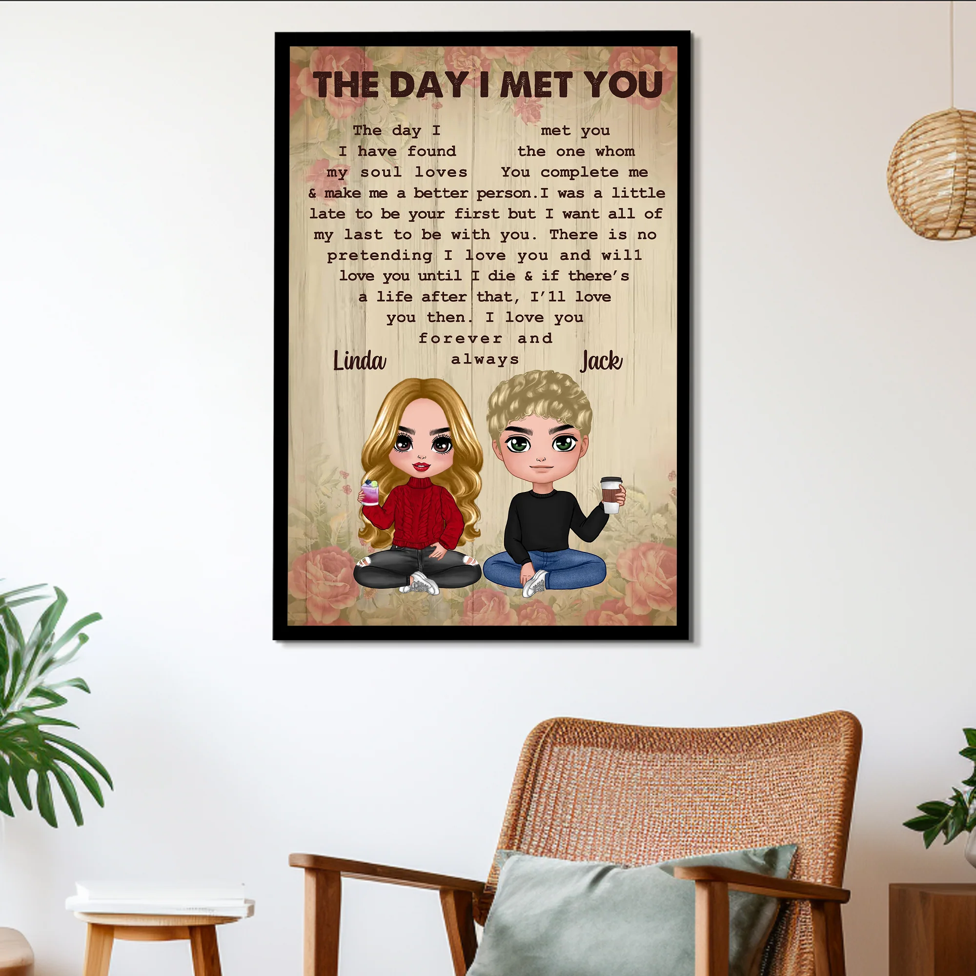 "The Day I Met You" Personalized Couple Poster – Romantic Gift for Anniversaries, Weddings & Valentine's Day - Image 2