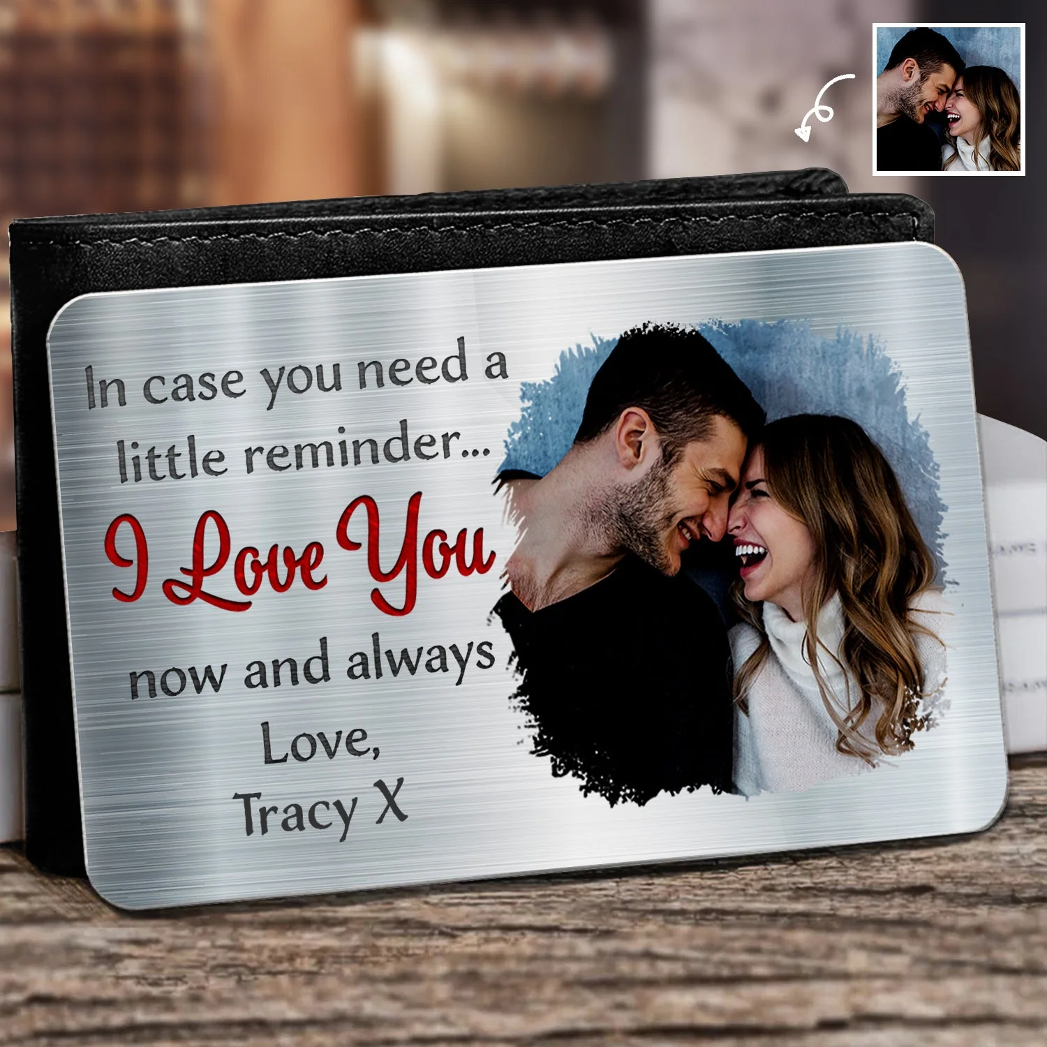 "I Love You" Custom Wallet Card – Engraved Love Message with Photo - Image 5