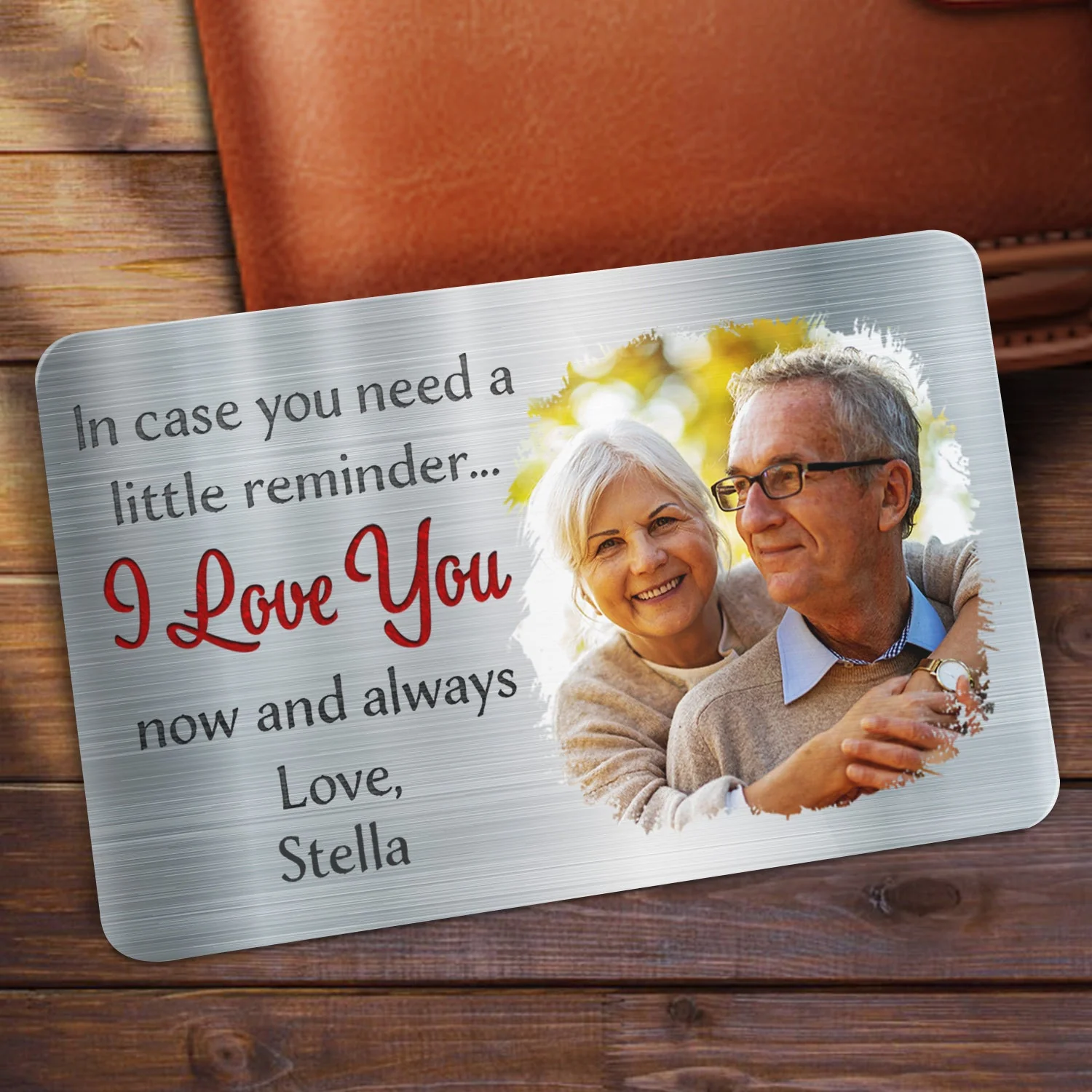 "I Love You" Custom Wallet Card – Engraved Love Message with Photo - Image 6