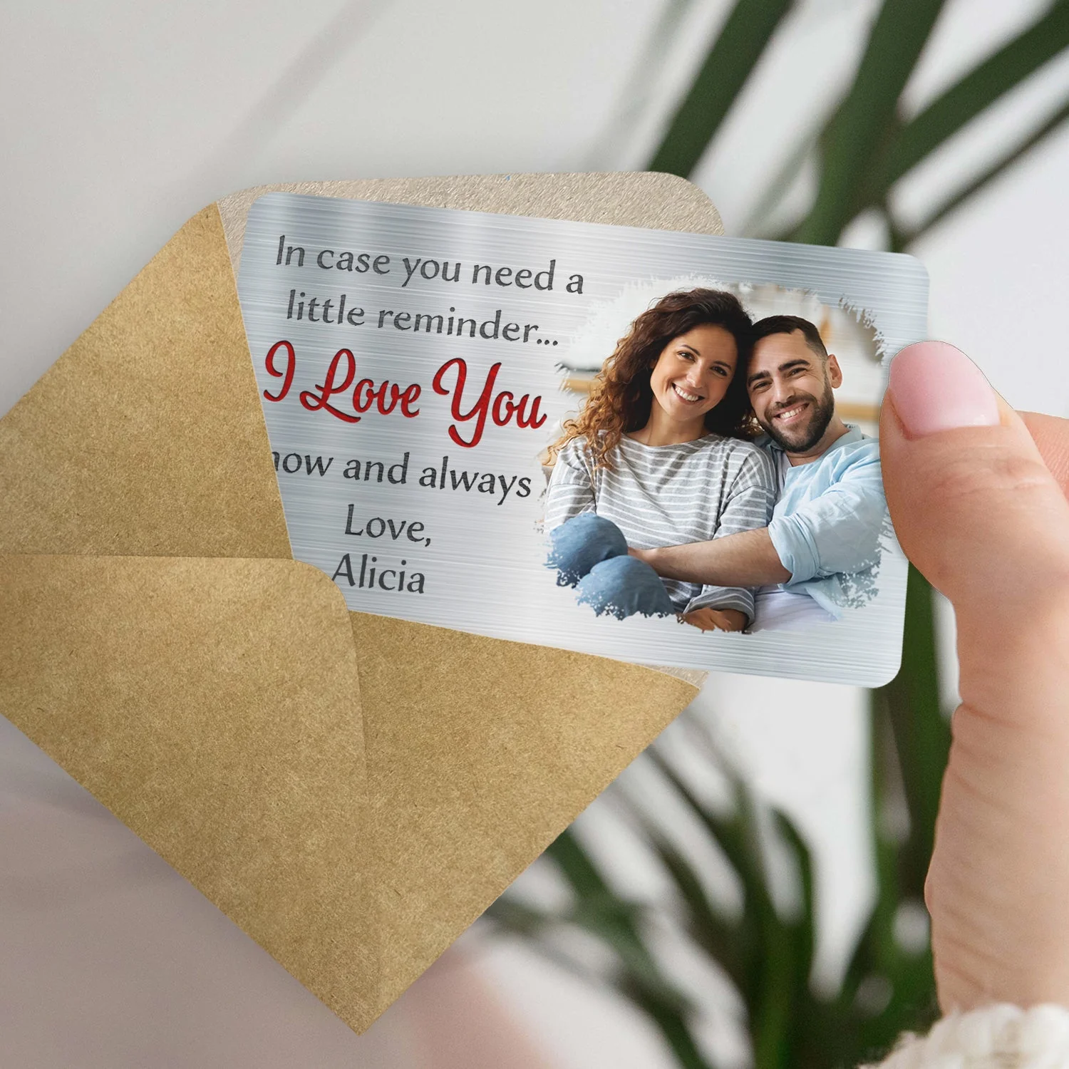 "I Love You" Custom Wallet Card – Engraved Love Message with Photo - Image 8