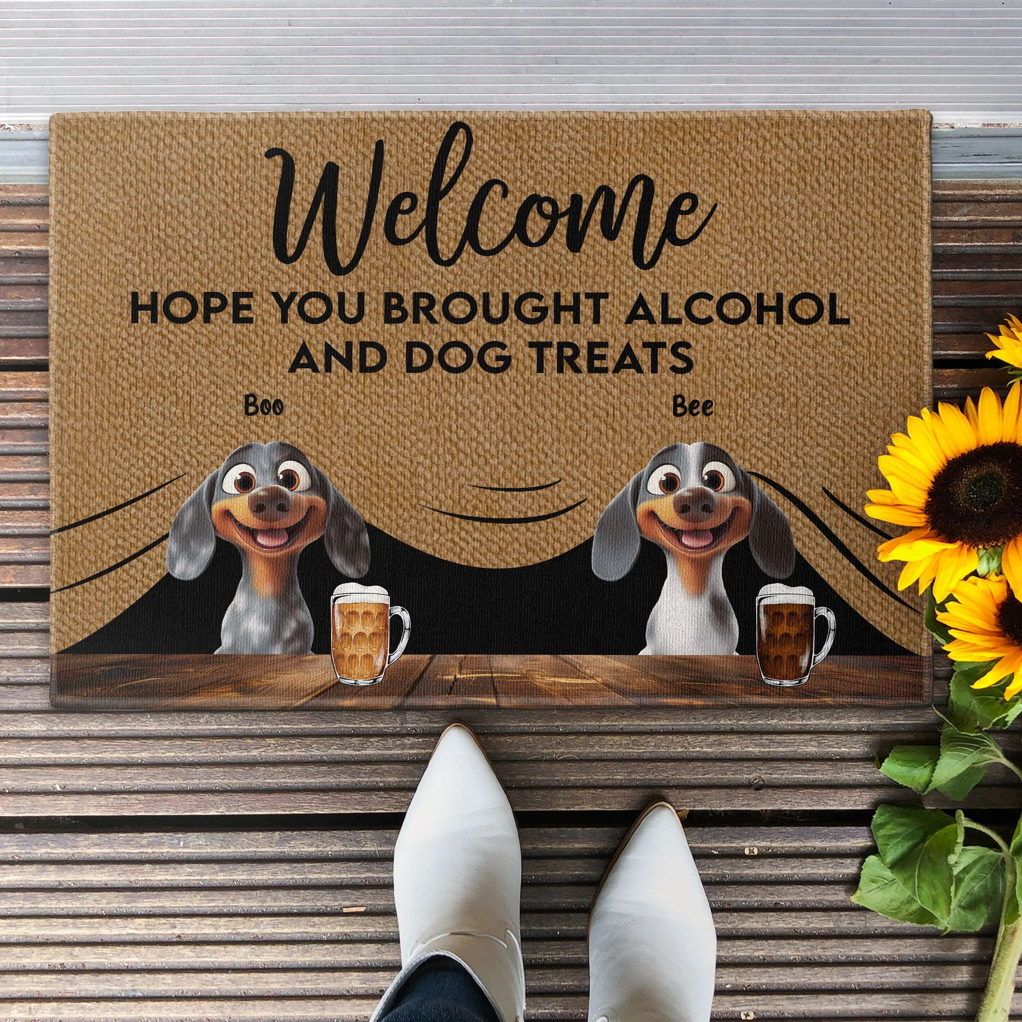 Pet-Themed Doormat – 'Hope You Brought Alcohol and Dog Treats,' Funny Home Decor Gift - Image 11