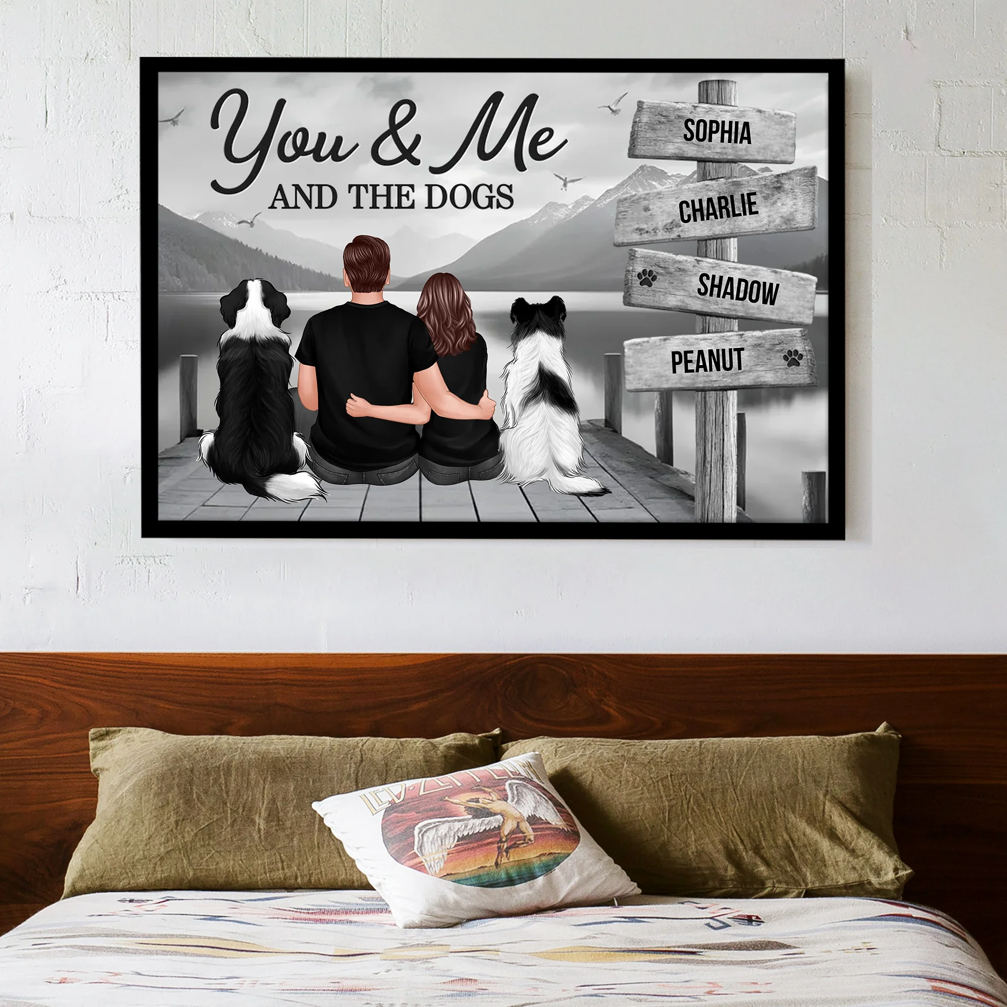 Personalized Couple You Me And The Dogs Cats Poster, Perfect for Home Decoration and Pet Lovers - Image 3