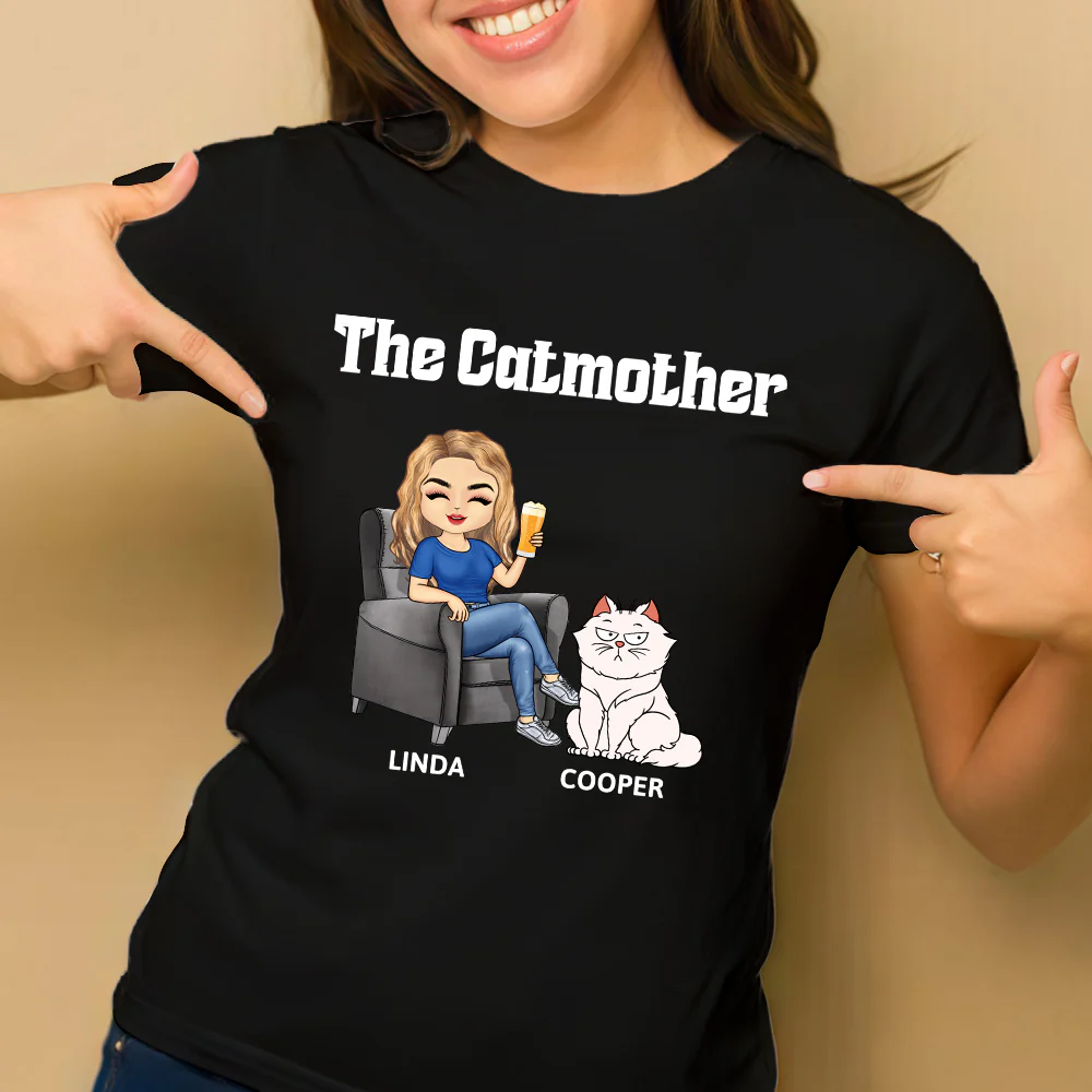 The Cat Mother Personalized T-Shirt - Gift for Cat Moms, Cat Lovers, Women, Yourself
