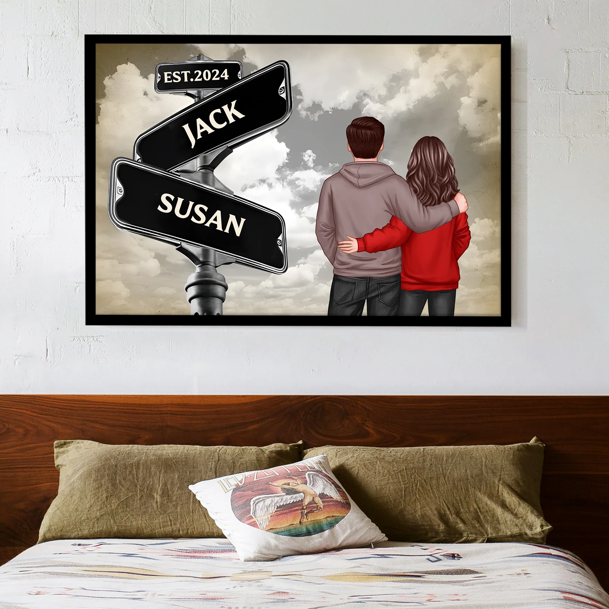 Back View Couple Street Sign Poster – Personalized Gift for Him or Her - Image 3