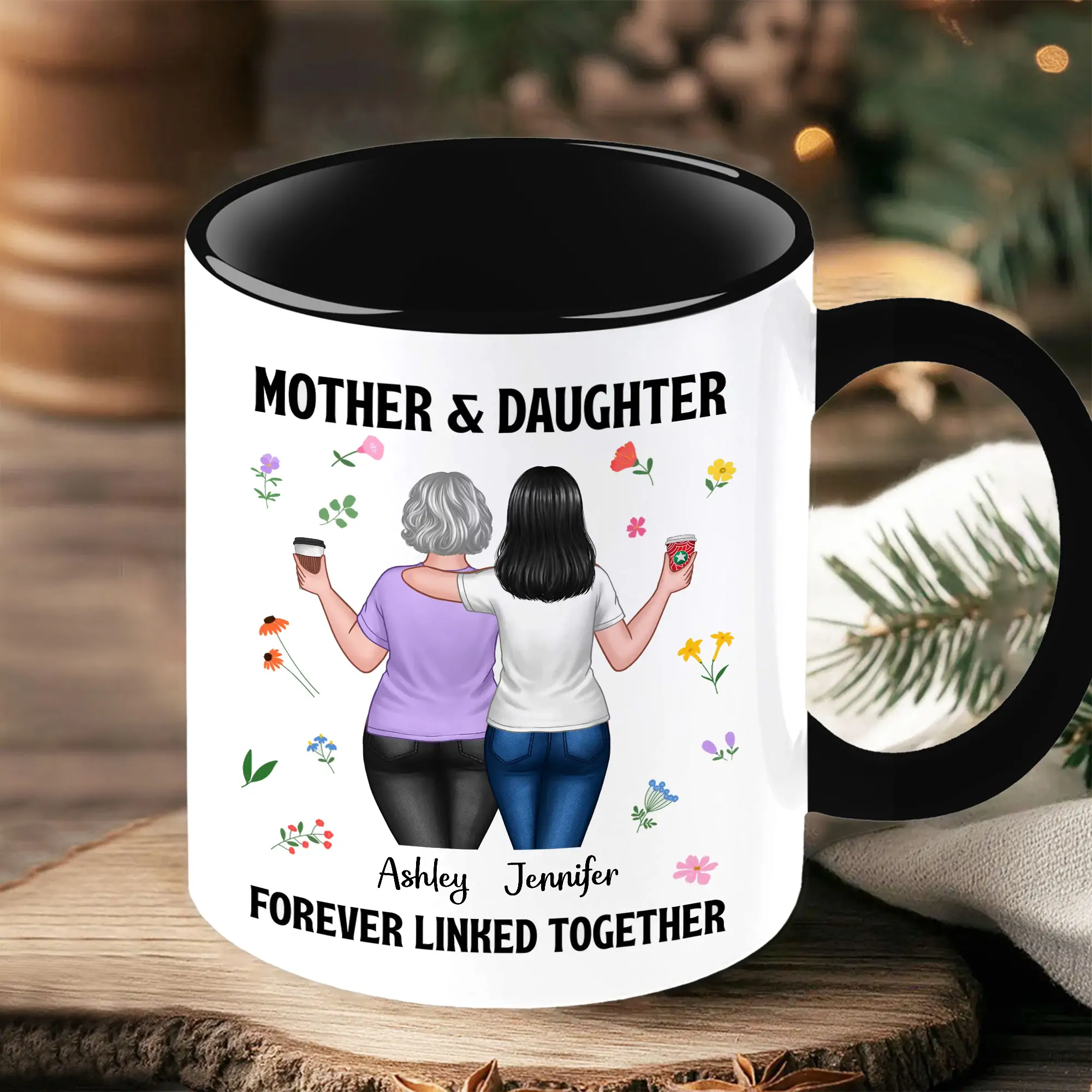 Custom Mother's Day Coffee Mug - Forever Linked Mother and Daughter Design for Cherished Moments - Image 2