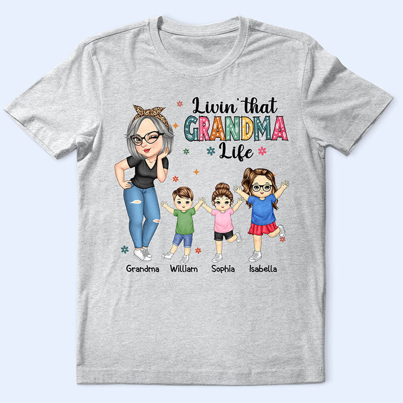"Living That Grandma Life" - Personalized Cartoon Graphic T-Shirt, Perfect Gift for Grandma, Mom, Nana, Gigi - Mother's Day or Birthday Present - Image 4
