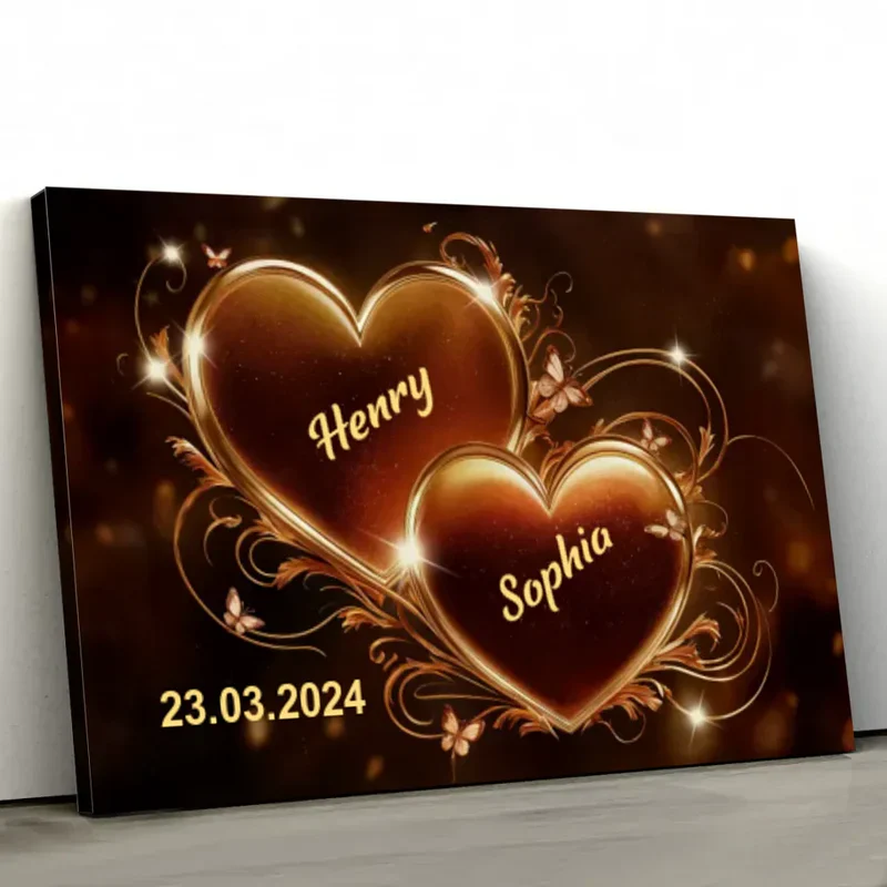 Romantic Double Heart Neon Poster or Canvas - Personalized Valentine’s Day Gift for Couples, Bedroom Decor - Image 5