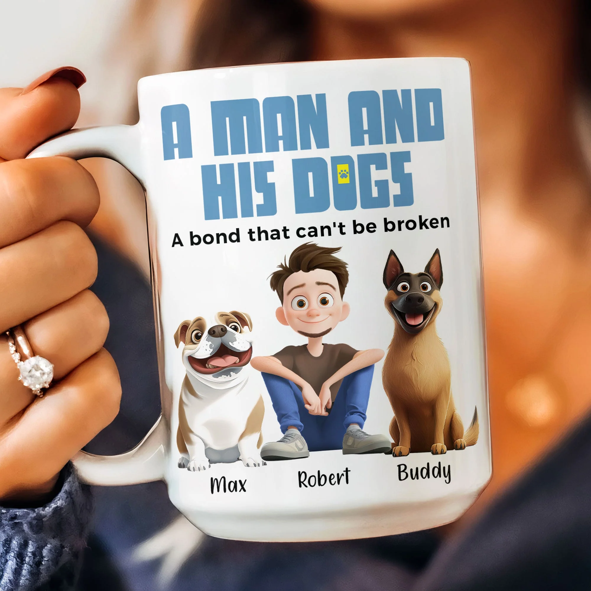Heartwarming Pet-Themed Mug – Personalized 'A Man and His Dogs' Design, Ideal Gift for Dog Owners - Image 10