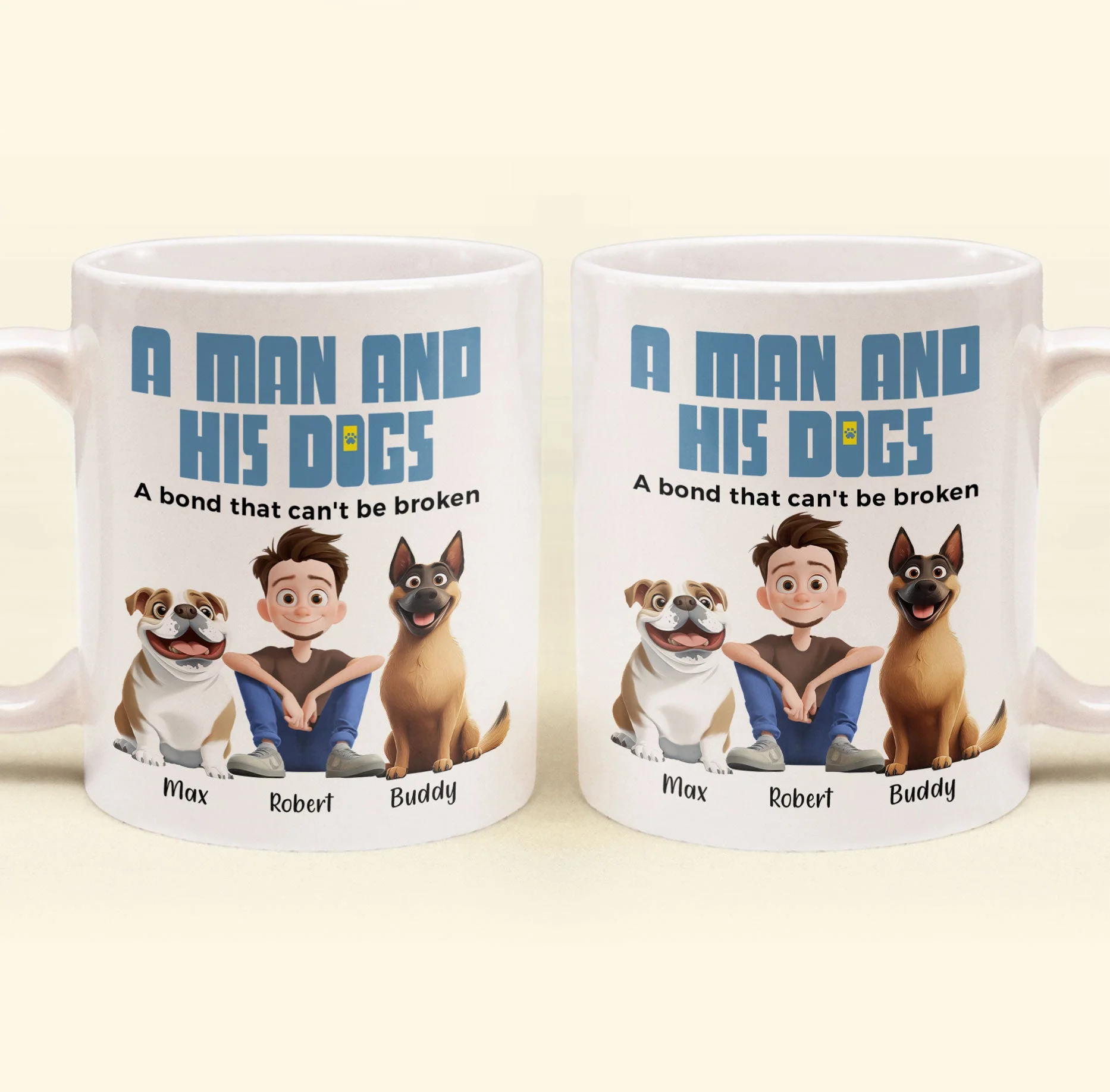 Heartwarming Pet-Themed Mug – Personalized 'A Man and His Dogs' Design, Ideal Gift for Dog Owners - Image 6