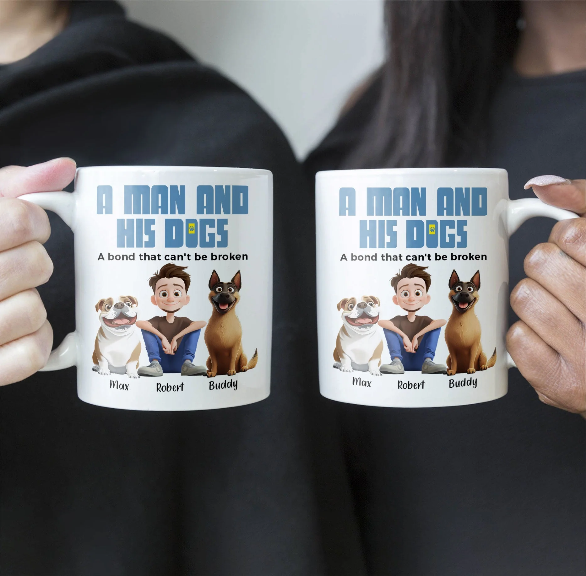 Heartwarming Pet-Themed Mug – Personalized 'A Man and His Dogs' Design, Ideal Gift for Dog Owners - Image 7