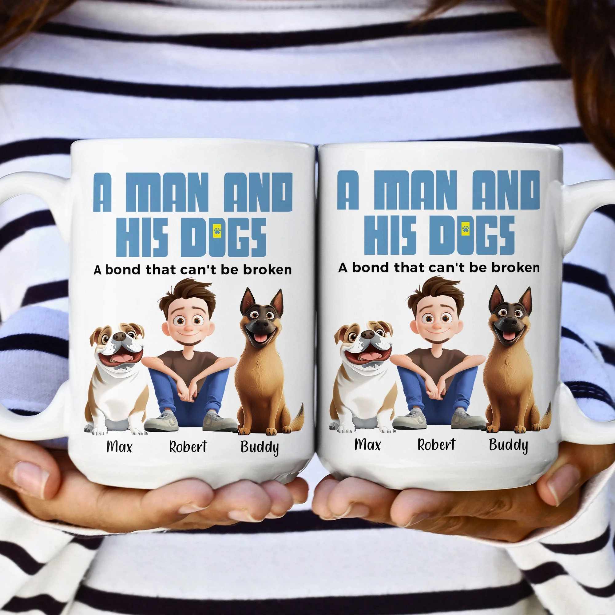 Heartwarming Pet-Themed Mug – Personalized 'A Man and His Dogs' Design, Ideal Gift for Dog Owners - Image 9