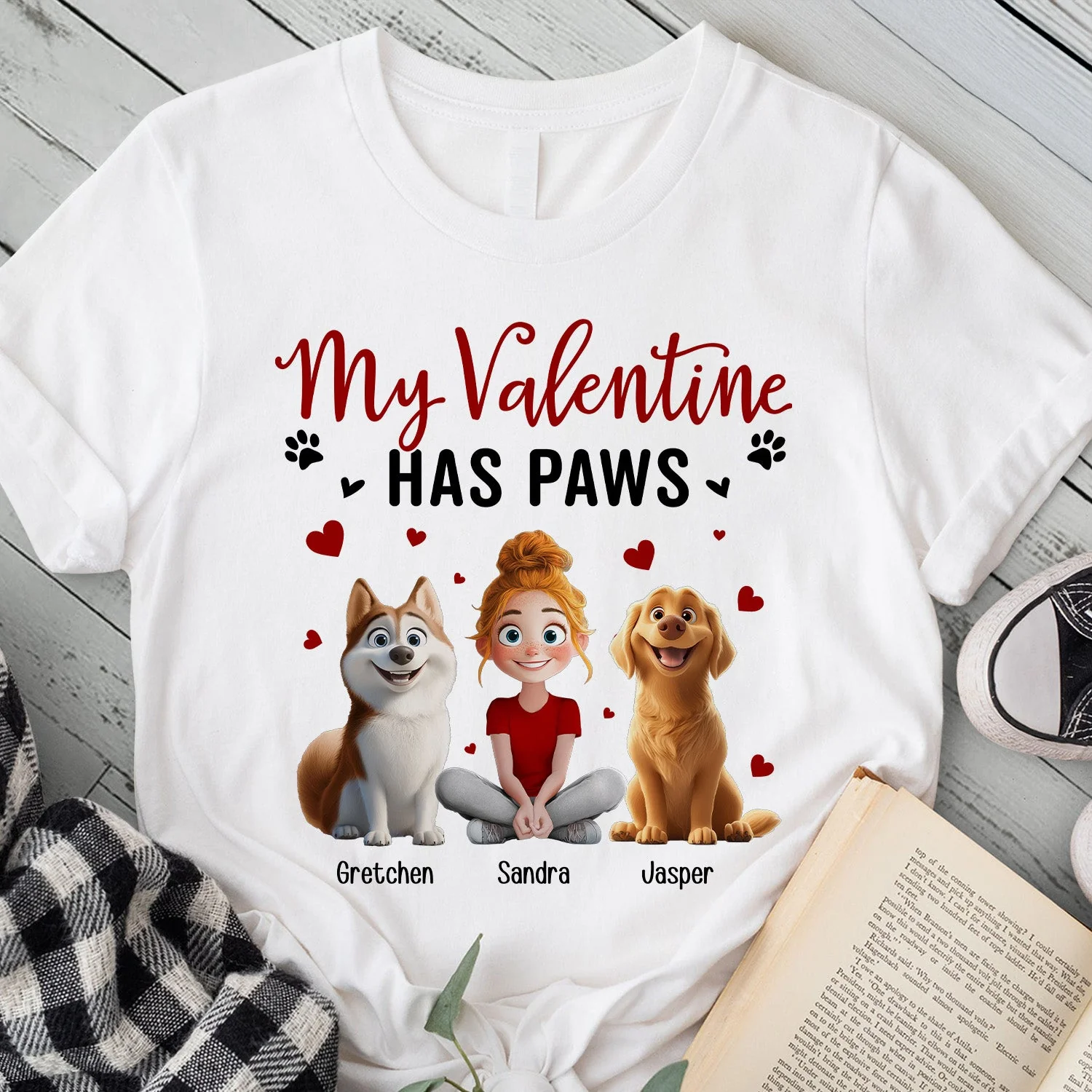 'My Valentine Has Paws' Pet-Themed Classic Tee – Valentine's Day Gift for Pet Lovers, Available as Women Tee, Hoodie, and Sweatshirt - Image 5