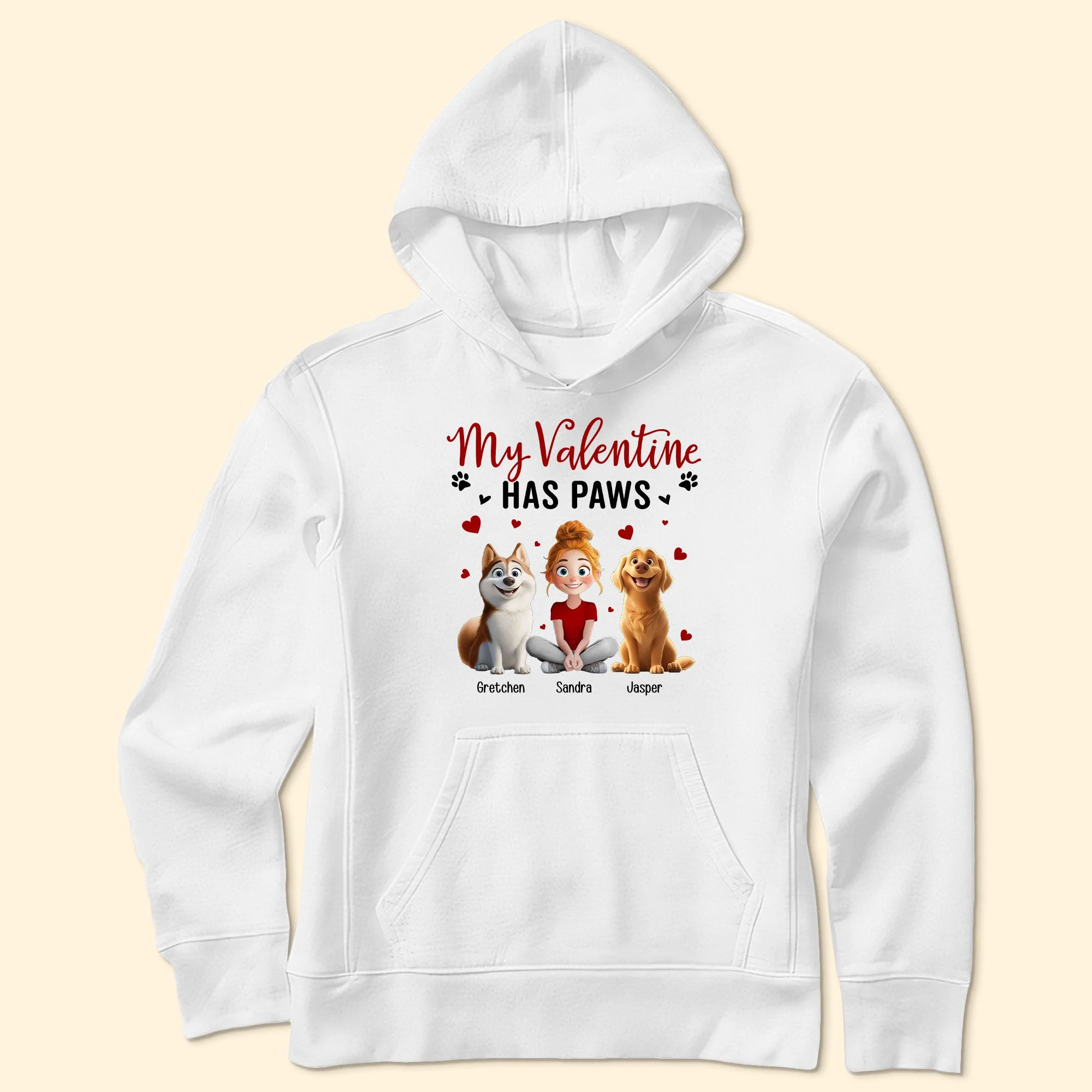 'My Valentine Has Paws' Pet-Themed Classic Tee – Valentine's Day Gift for Pet Lovers, Available as Women Tee, Hoodie, and Sweatshirt - Image 9
