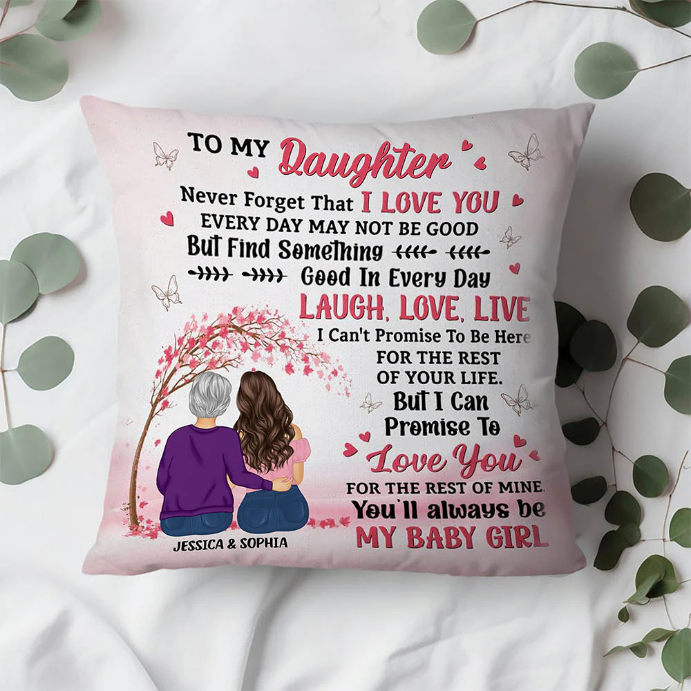 Family-Themed Square Pillow – Personalized Design for Mother’s Day, Birthdays, Celebrating Mother-Daughter Bond - Image 2