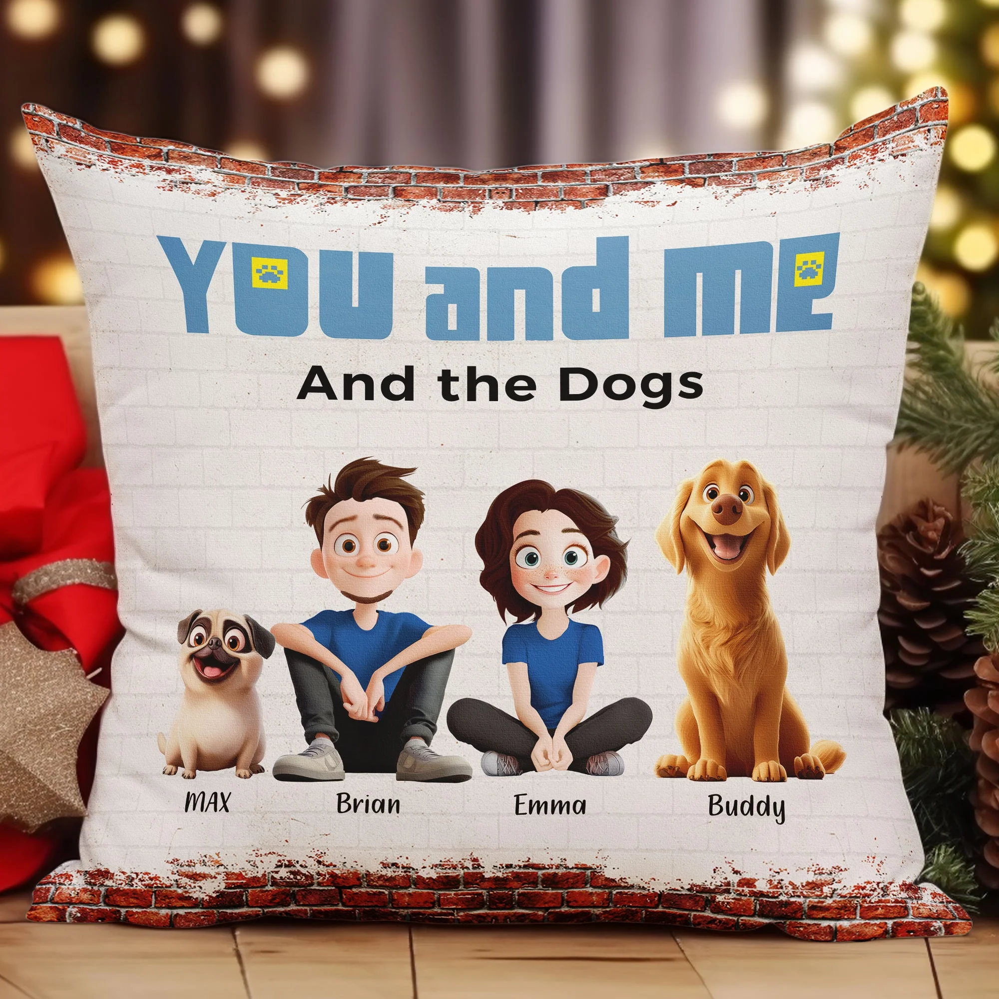 Custom Pet Family Square Pillow – Perfect Dog Lovers Gift - Image 6