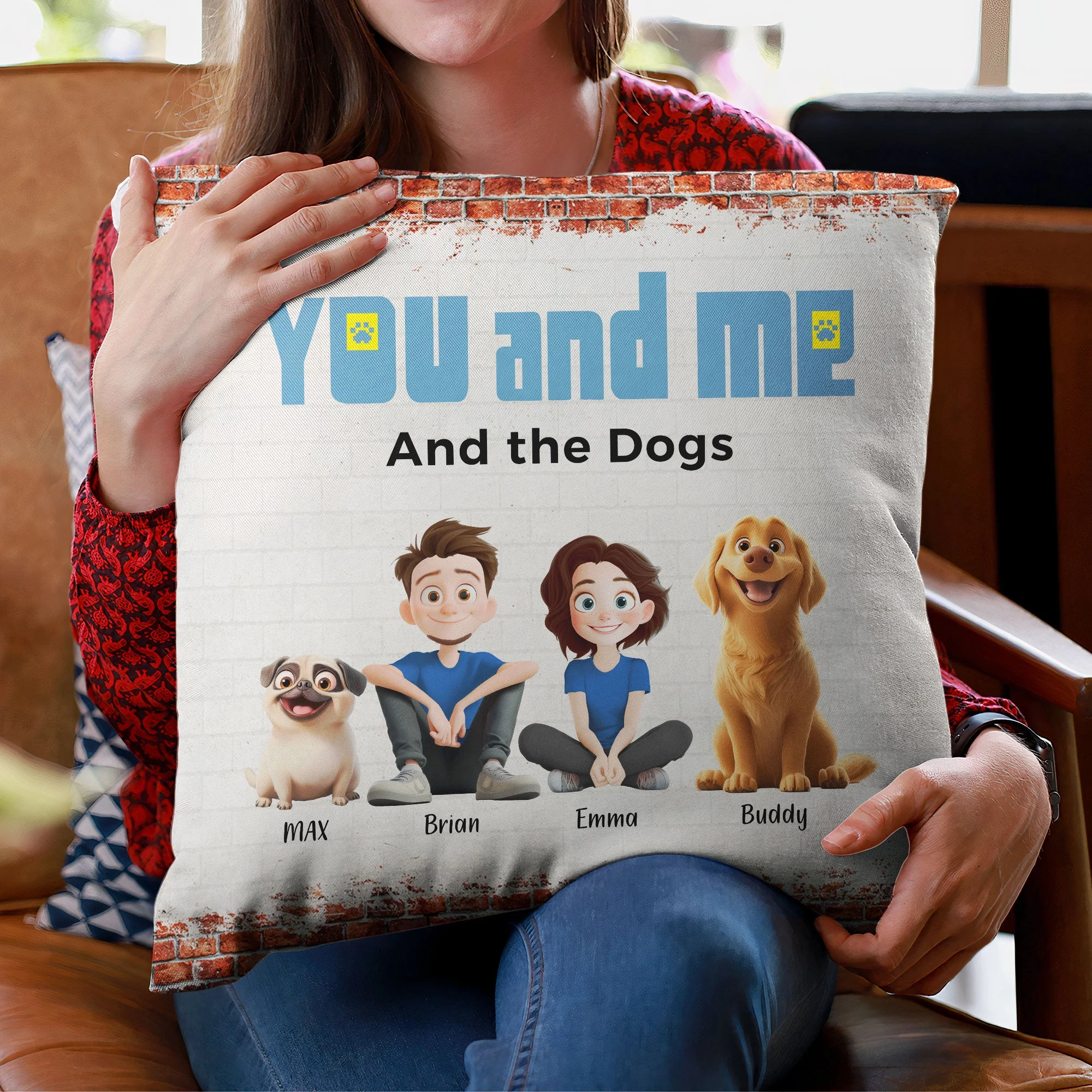 Custom Pet Family Square Pillow – Perfect Dog Lovers Gift - Image 8