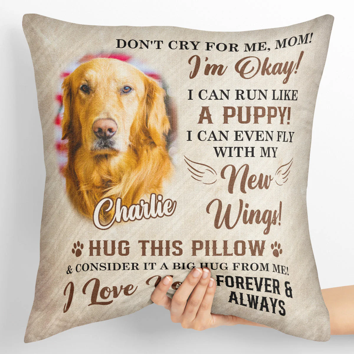 Love and Comfort – Custom Square Pillow Featuring a Pet’s Heartwarming Message – The Ideal Gift for Pet Lovers - Image 4