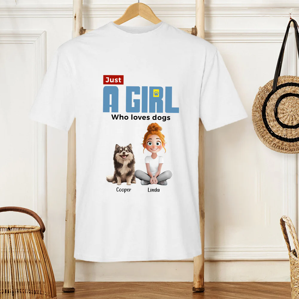 ‘Just A Girl Who Loves Dogs’ Classic Tee – Personalized Pet and Owner Design - Image 3