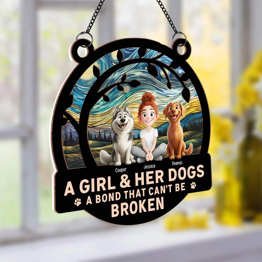 A Girl & Her Dogs - A Bond That Can’t Be Broken, Custom Wood and Acrylic Layered Ornament, Perfect Gift for Dog Lovers - Personalized Pet Memorial Gift for Mother’s Day, Pet Birthdays, and More! - Image 2