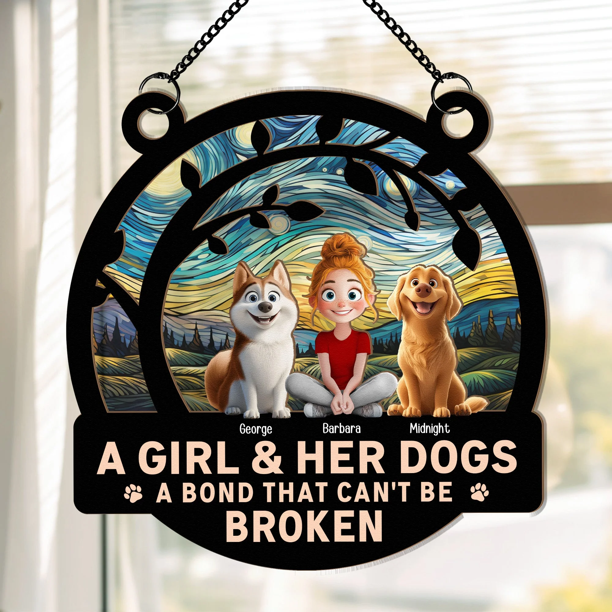 A Girl & Her Dogs - A Bond That Can’t Be Broken, Custom Wood and Acrylic Layered Ornament, Perfect Gift for Dog Lovers - Personalized Pet Memorial Gift for Mother’s Day, Pet Birthdays, and More! - Image 4