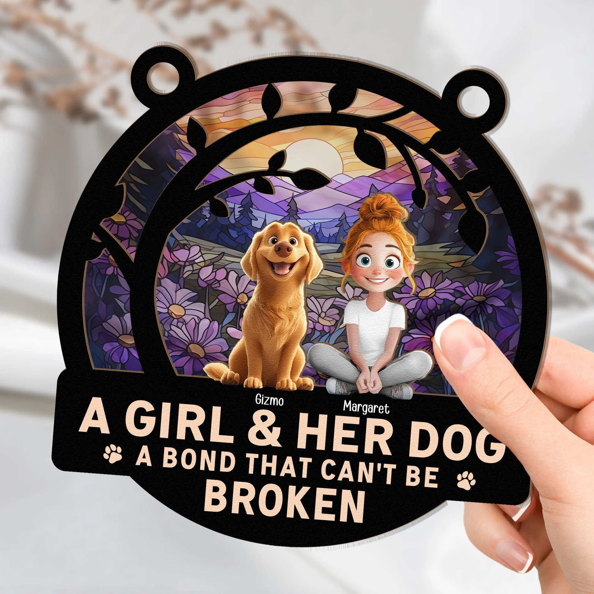 A Girl & Her Dogs - A Bond That Can’t Be Broken, Custom Wood and Acrylic Layered Ornament, Perfect Gift for Dog Lovers - Personalized Pet Memorial Gift for Mother’s Day, Pet Birthdays, and More! - Image 6