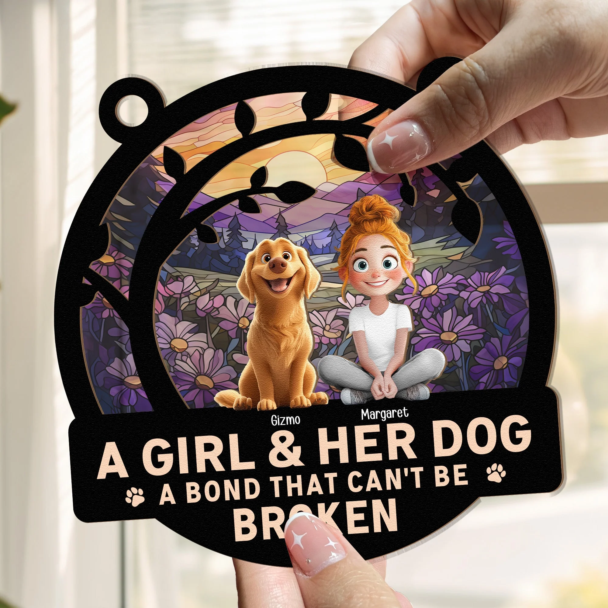 A Girl & Her Dogs - A Bond That Can’t Be Broken, Custom Wood and Acrylic Layered Ornament, Perfect Gift for Dog Lovers - Personalized Pet Memorial Gift for Mother’s Day, Pet Birthdays, and More! - Image 7