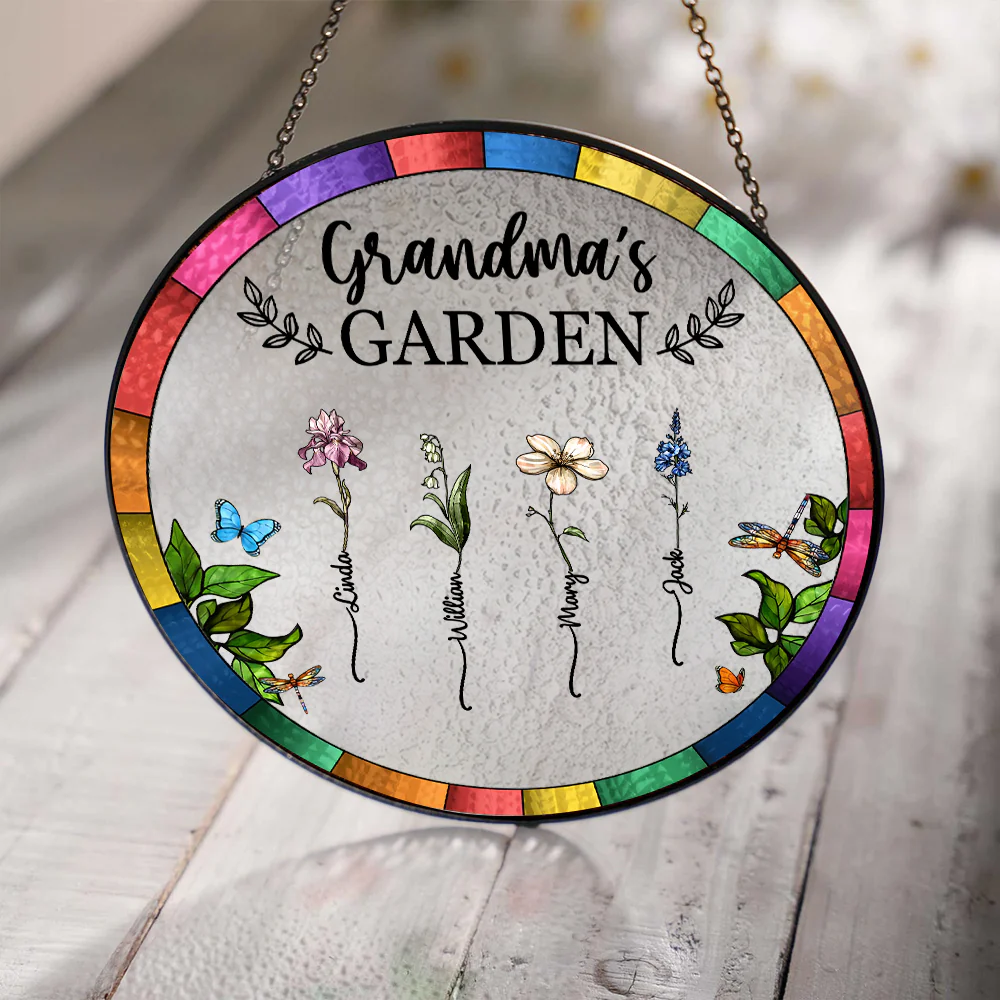 Custom Grandma’s Garden Suncatcher Ornament – Personalized Floral Gift with Family Names – Thoughtful Gift for Grandmother, Birthday & Mother’s Day - Image 3