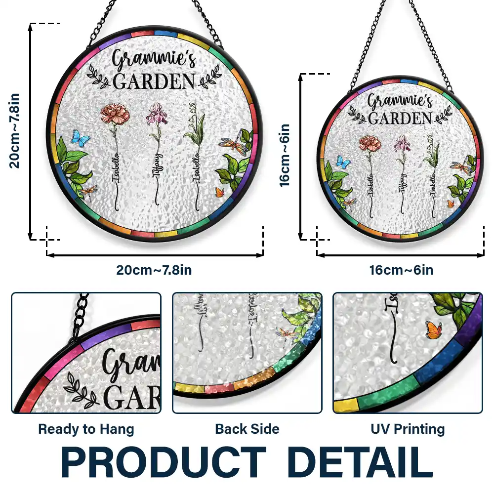 Custom Grandma’s Garden Suncatcher Ornament – Personalized Floral Gift with Family Names – Thoughtful Gift for Grandmother, Birthday & Mother’s Day - Image 4