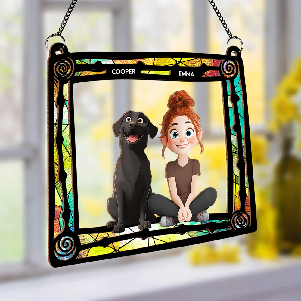 Custom Pet & Owner Wood Acrylic Ornament - Personalized Pet Lover Gift - Image 2
