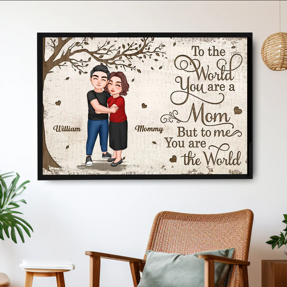 To the World You Are a Mom, But to Me You Are the World – Custom Poster Heartwarming Mother's Day Gift for Mom and Daughter - Image 2