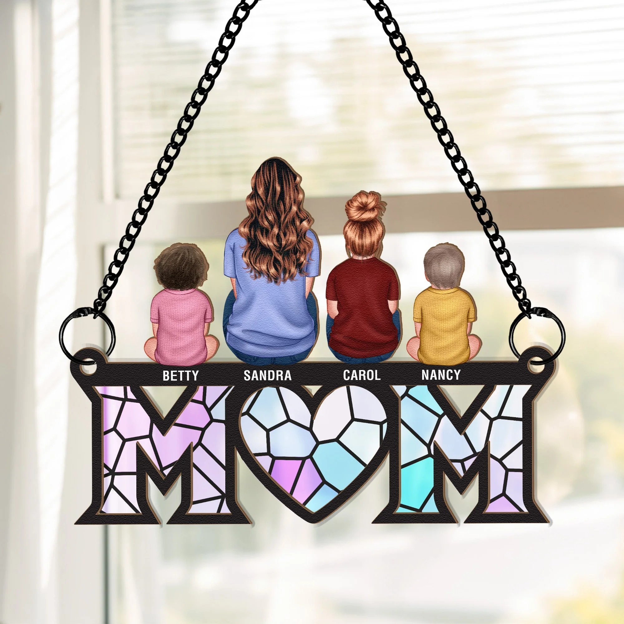 Custom Wood & Acrylic Ornament with Heartwarming Mother-Kids Design - Image 7