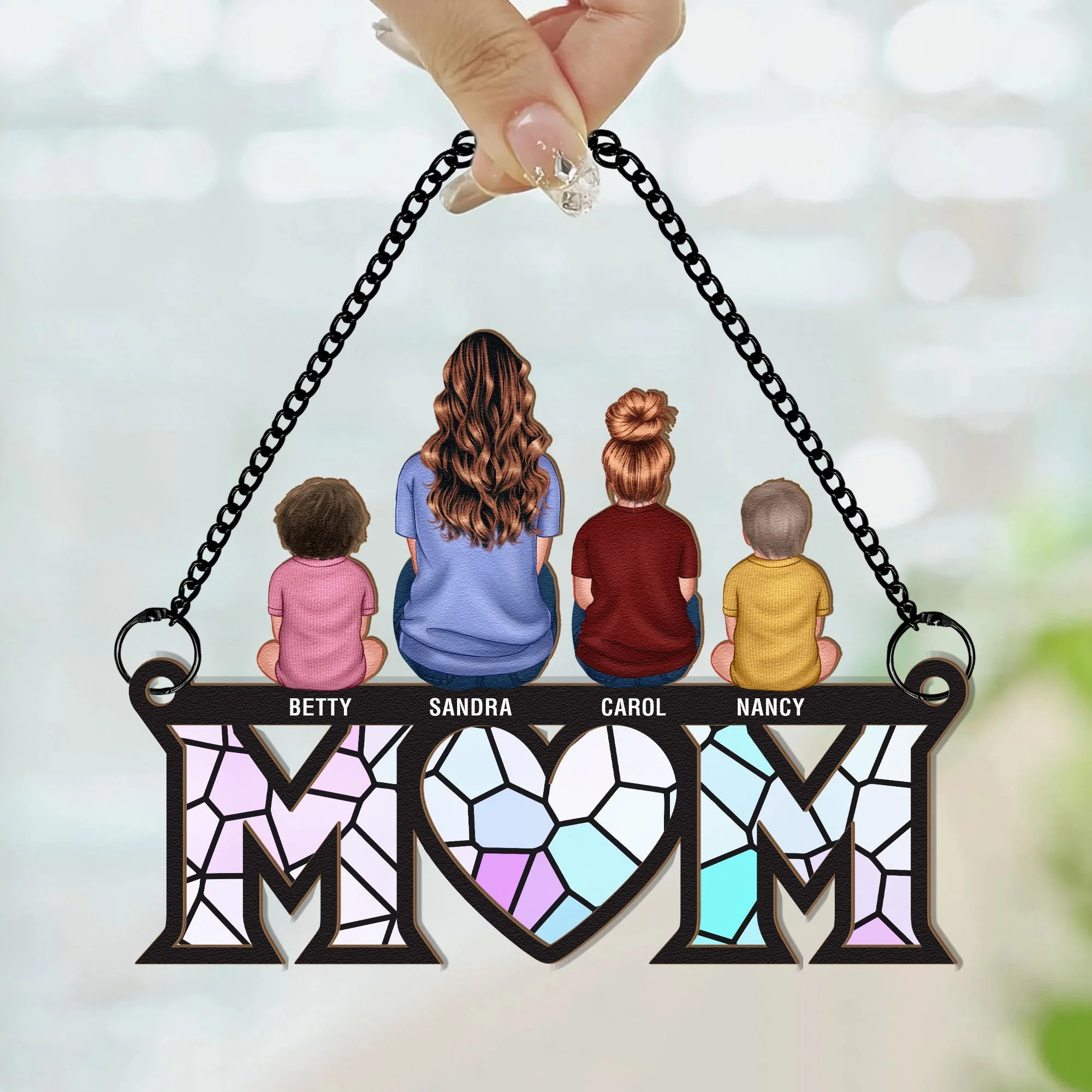 Custom Wood & Acrylic Ornament with Heartwarming Mother-Kids Design - Image 8